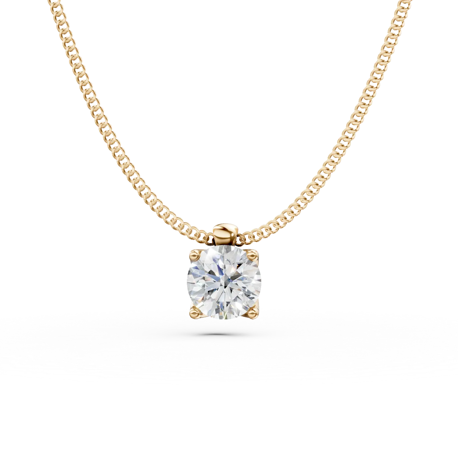 Yellow gold Lotus pendant necklace with 0.3ct solitaire lab grown diamond