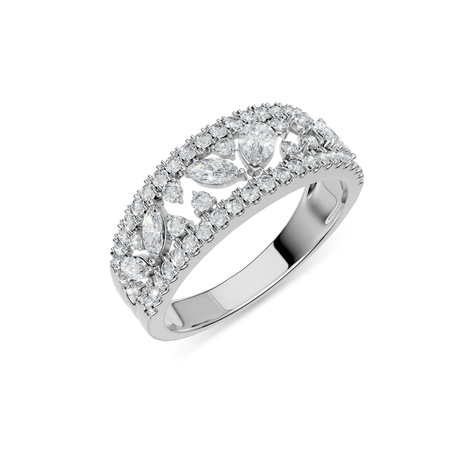 White gold Bouquet ring with 0.8ct lab grown diamonds