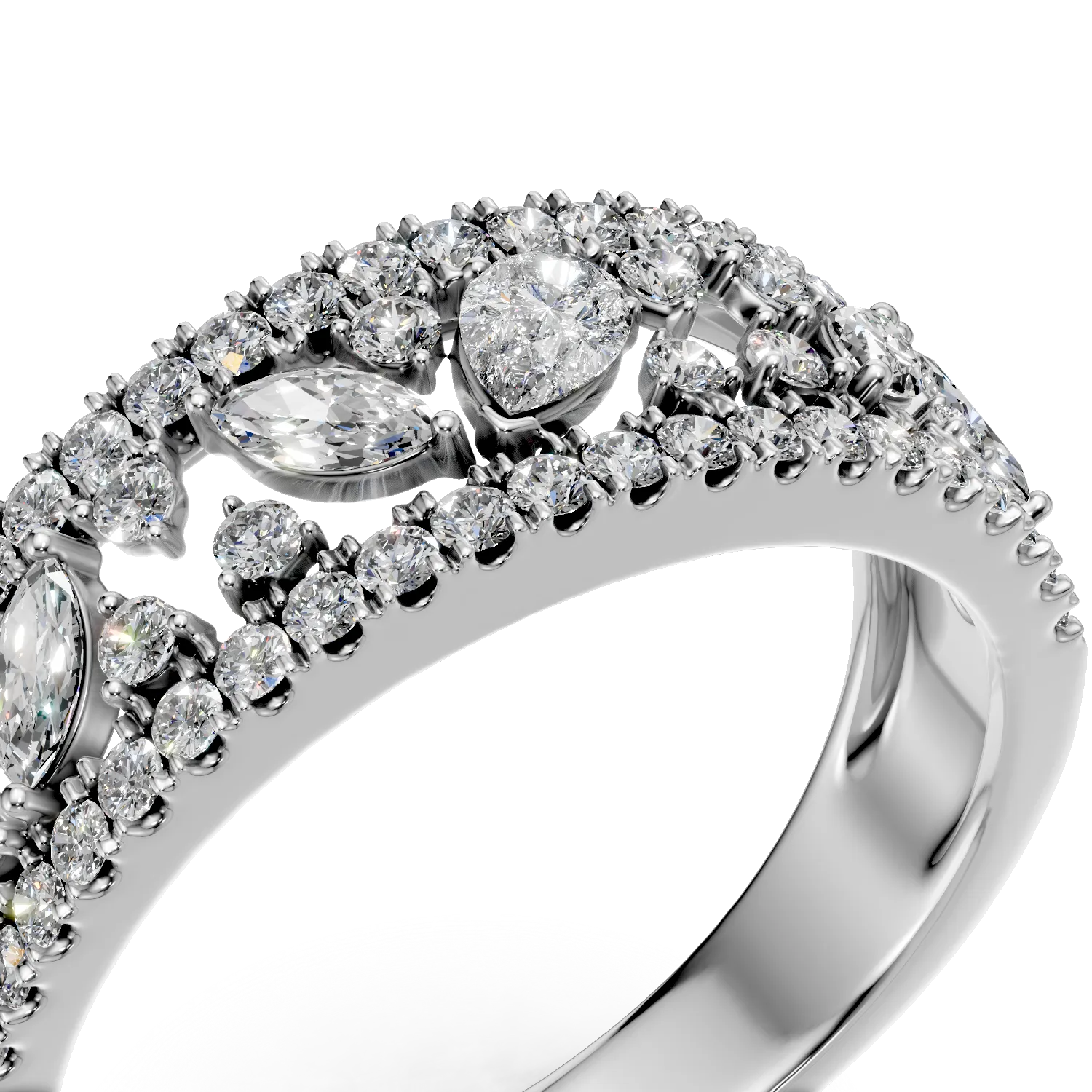 White gold Bouquet ring with 0.8ct lab grown diamonds