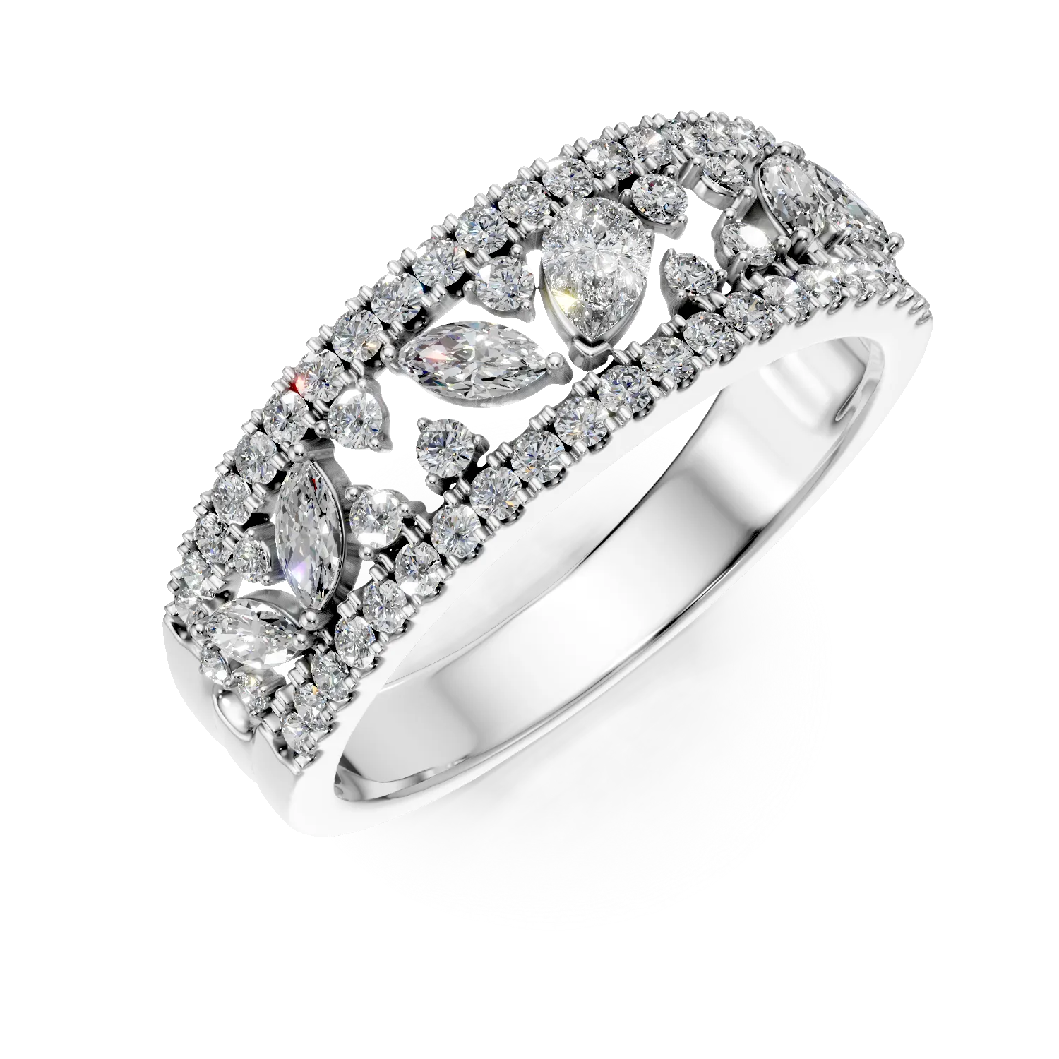 Pierścionek Bukiet z białego złota z diamentami hodowanymi w laboratorium o masie 0.8ct