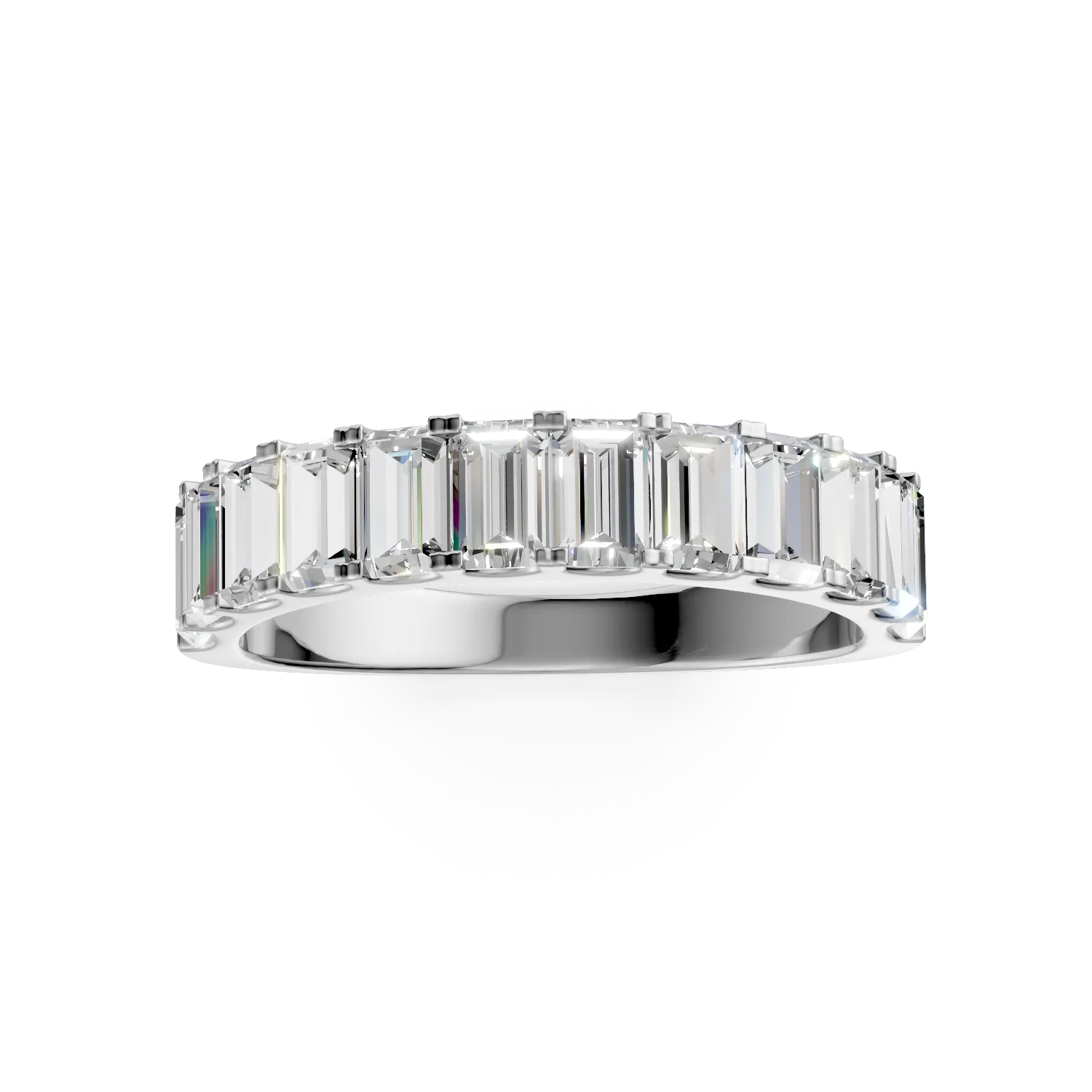 White gold Emerald Split ring with 1.3ct lab grown diamonds