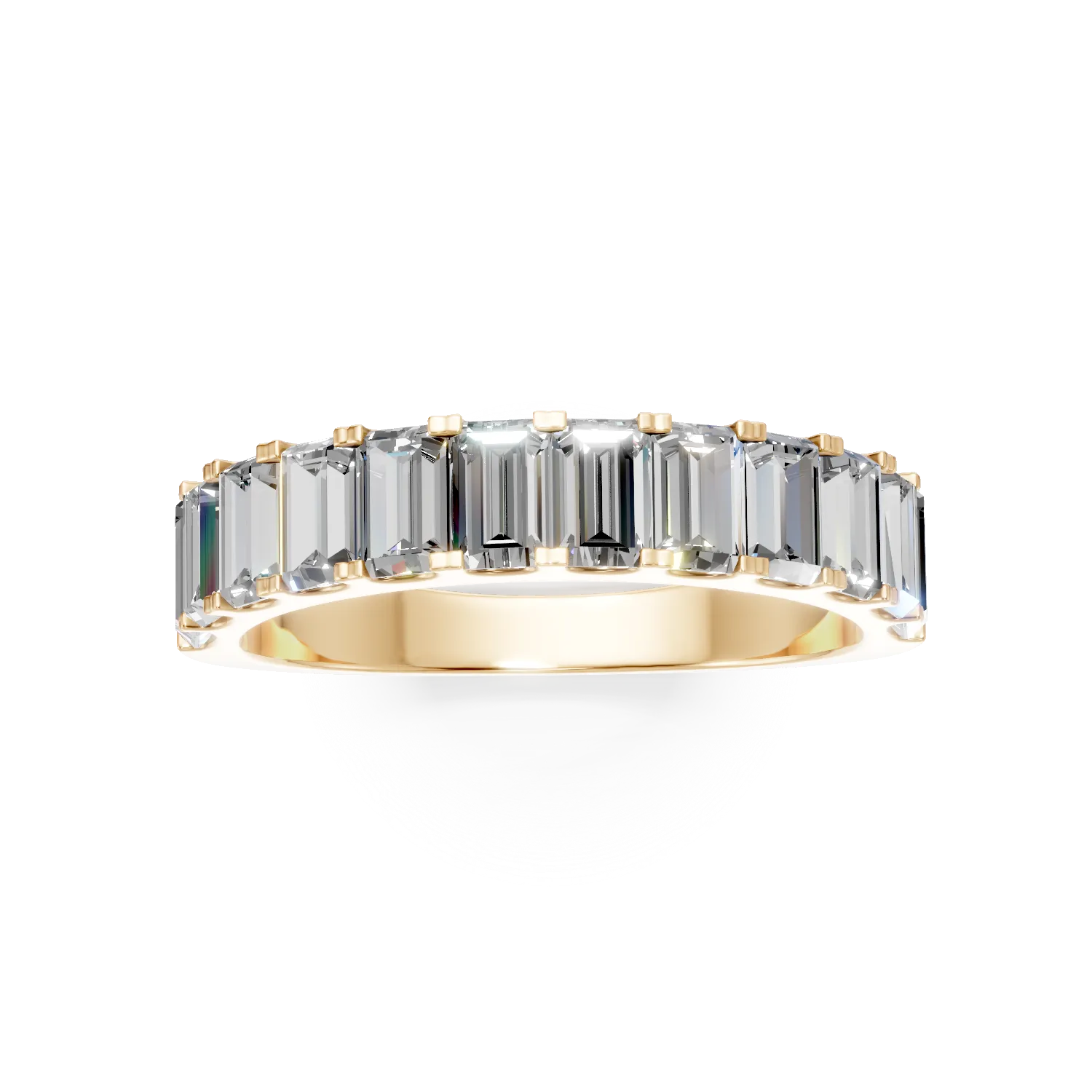 Пръстен от жълто злато Emerald Split с 1.3кт лабораторно отгледани диаманти