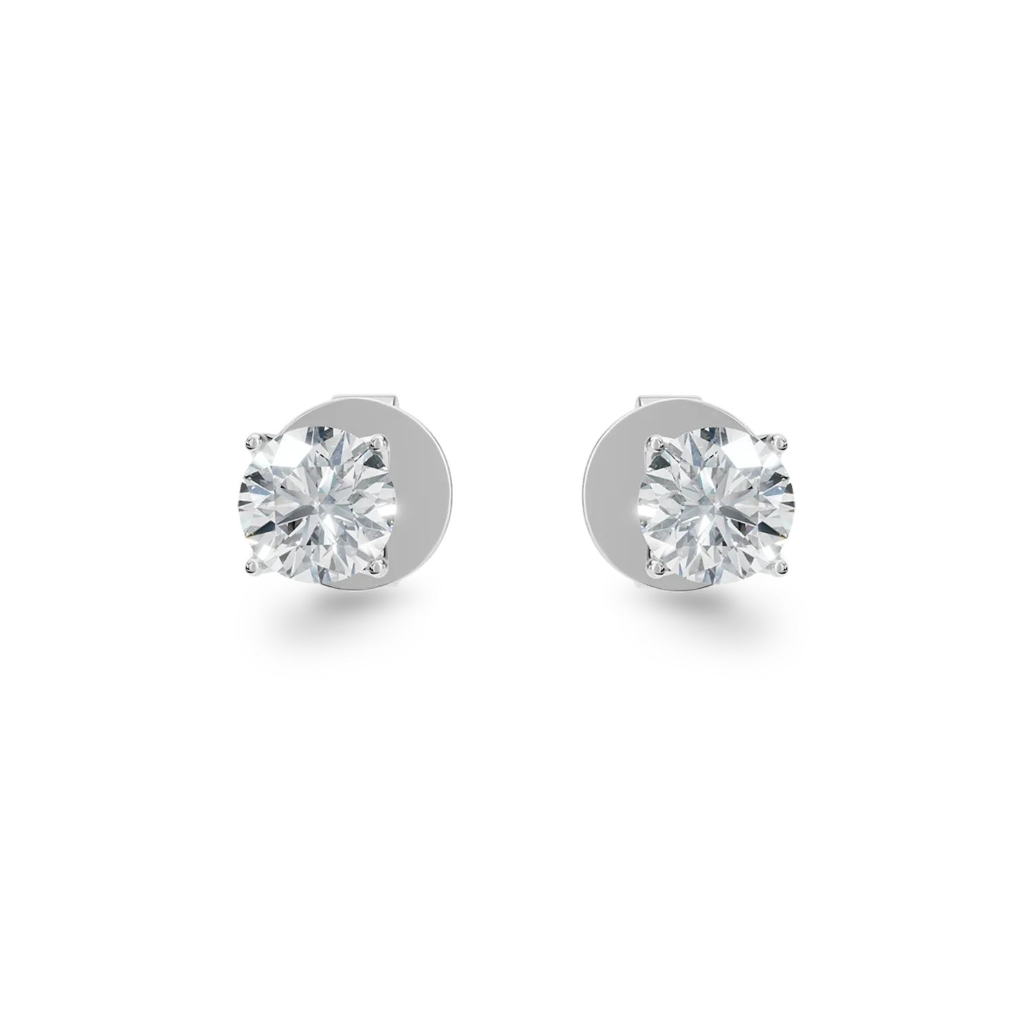 Cercei Lotus din aur alb cu diamante solitaire de 1.02ct create in laborator - 1 | YEO