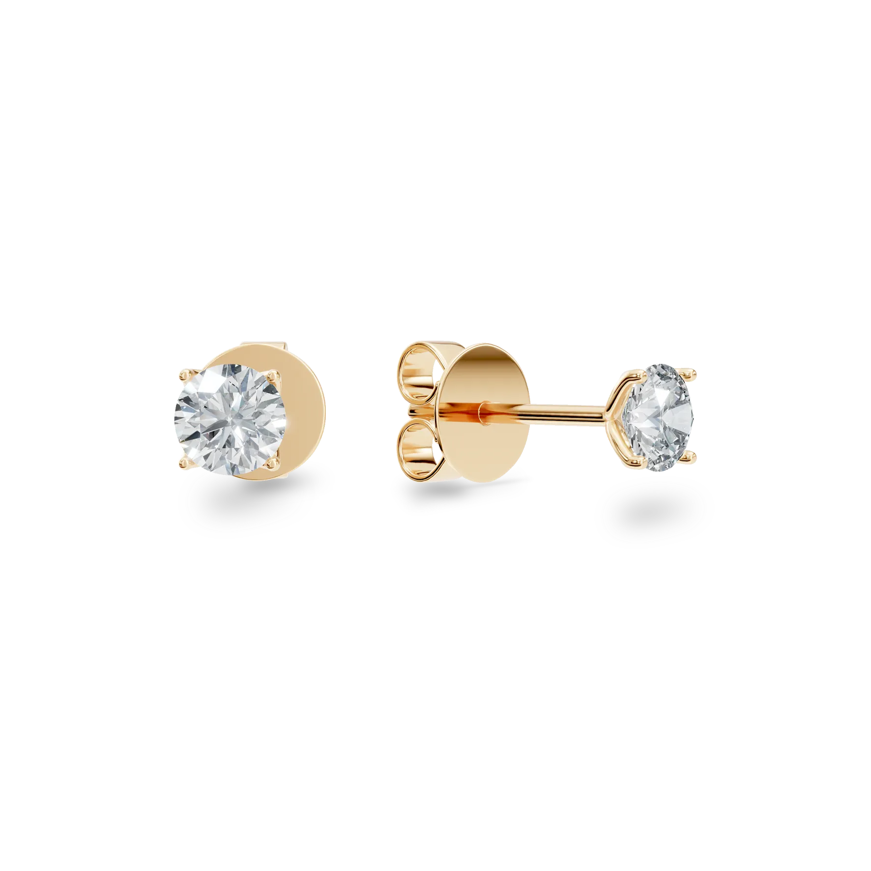 Yellow gold Lotus earrings with 1.08ct solitaire lab grown diamonds