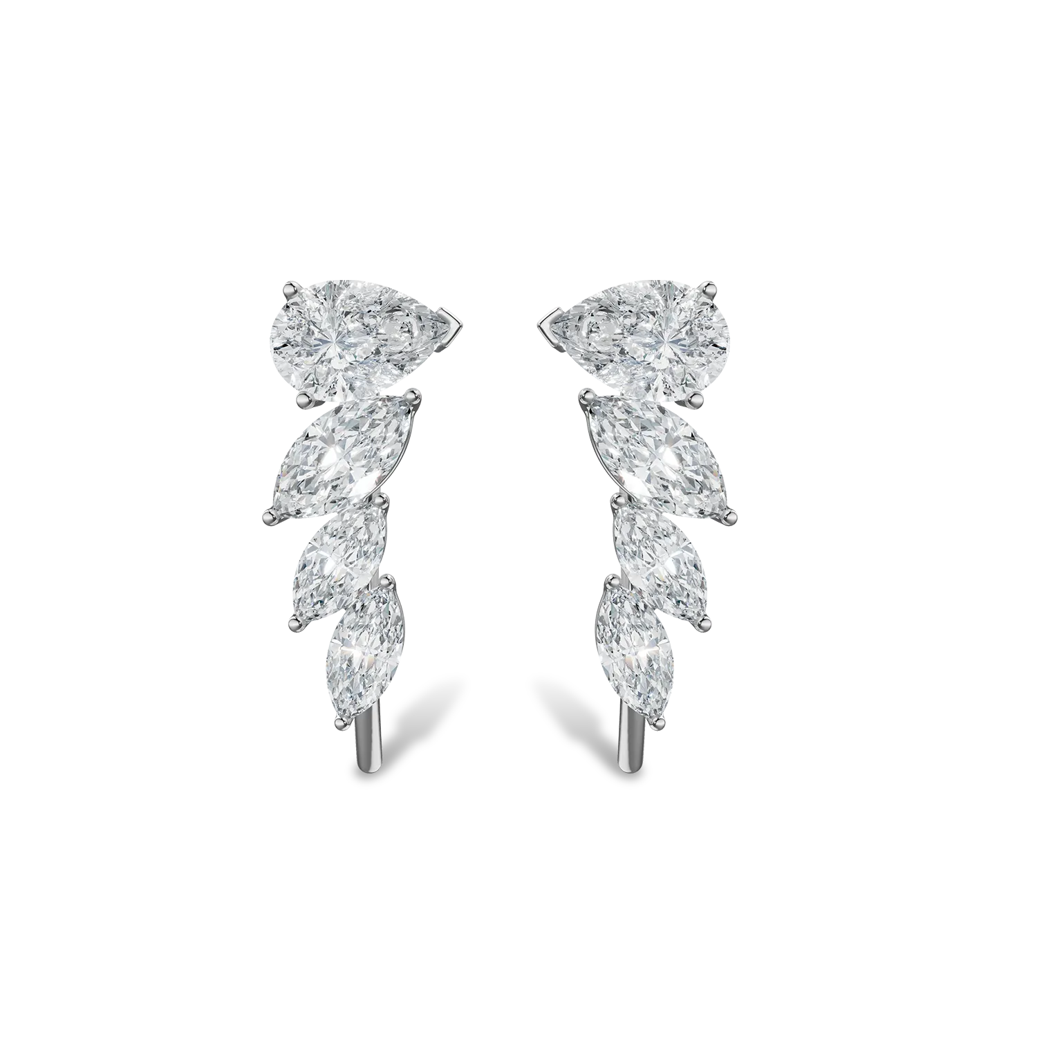 Ozdobne kolczyki z białego złota z 1ct diamentami hodowanymi w laboratorium-170246