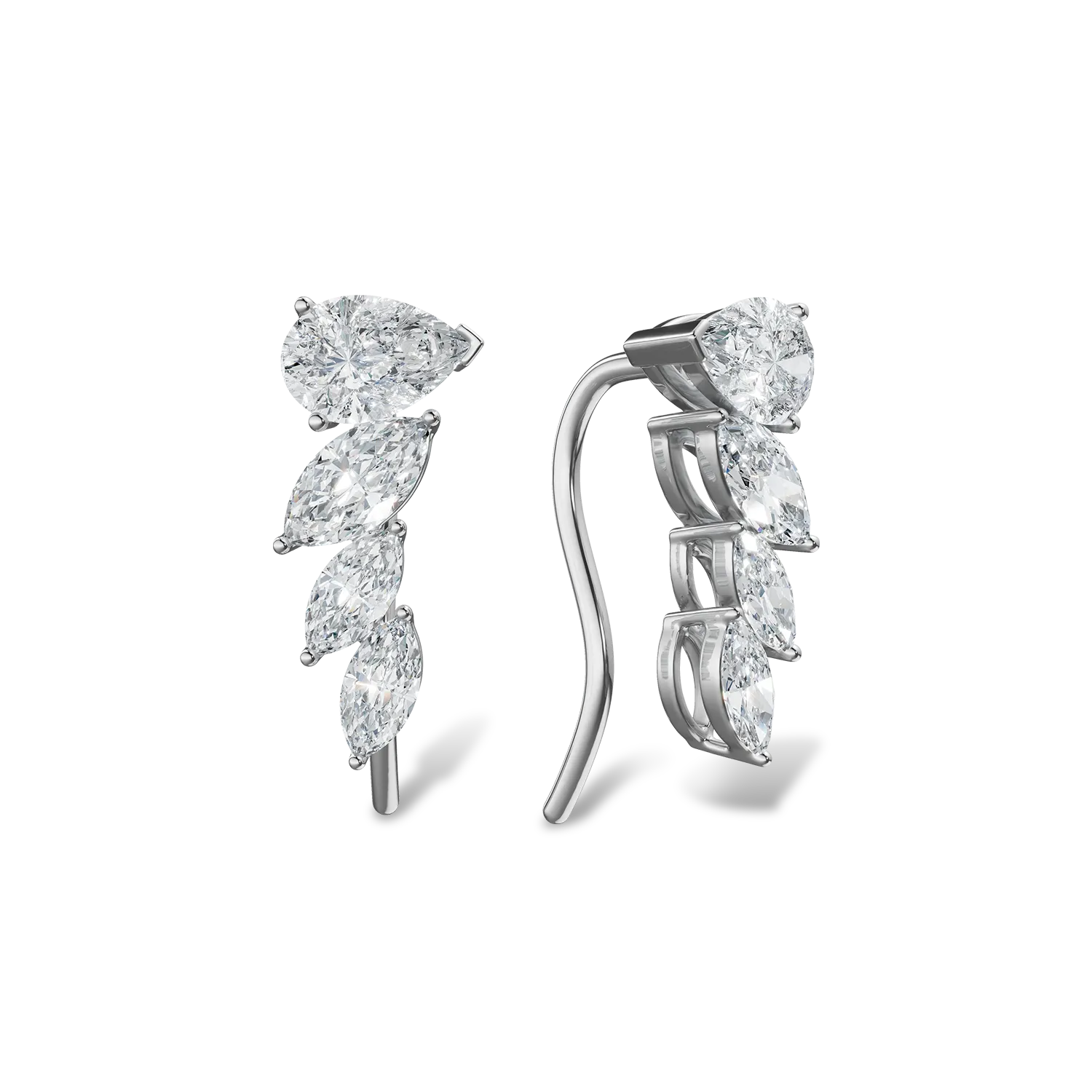 Kolczyki Fancy z białego złota z 1ct diamentami hodowanymi w laboratorium