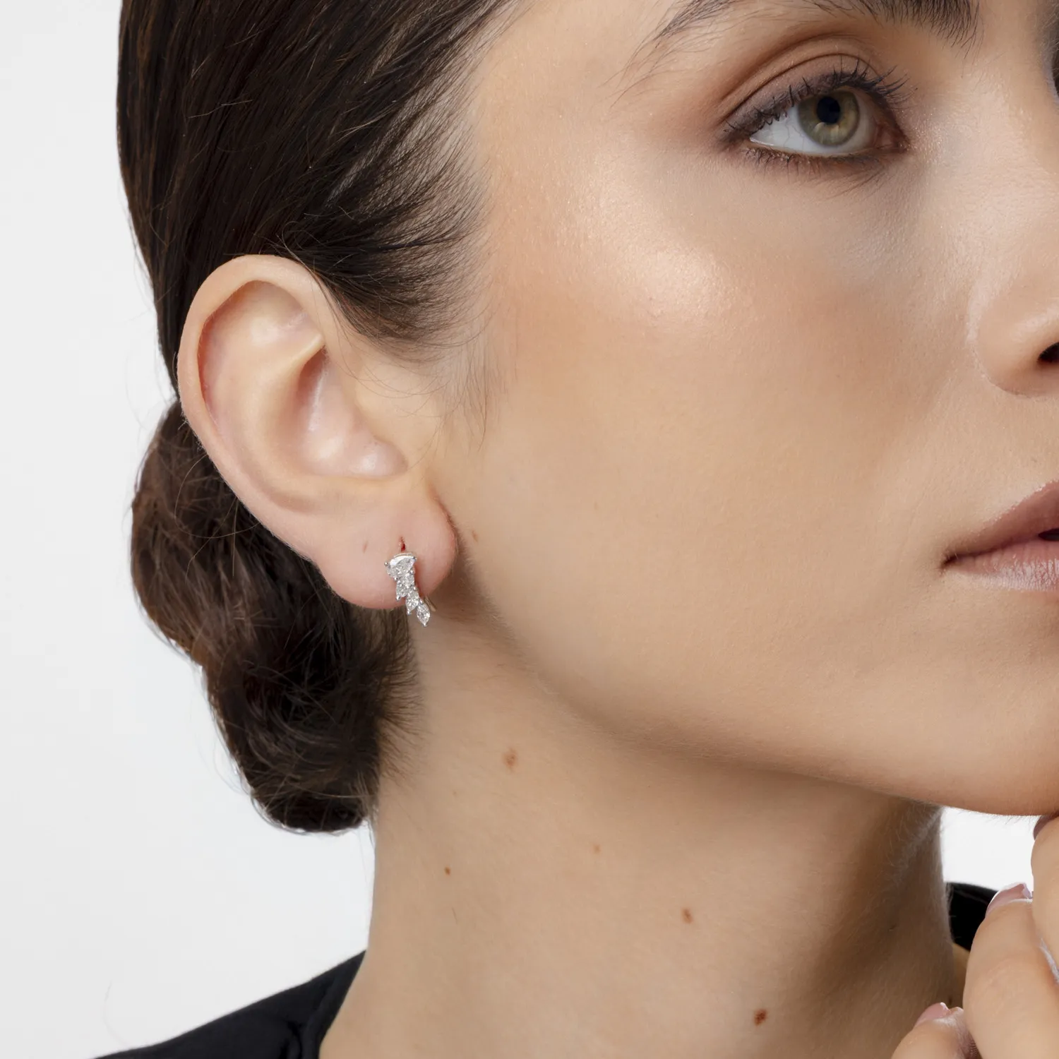 Cercei Fancy din aur alb cu diamante pear si marquise de 1ct create in laborator