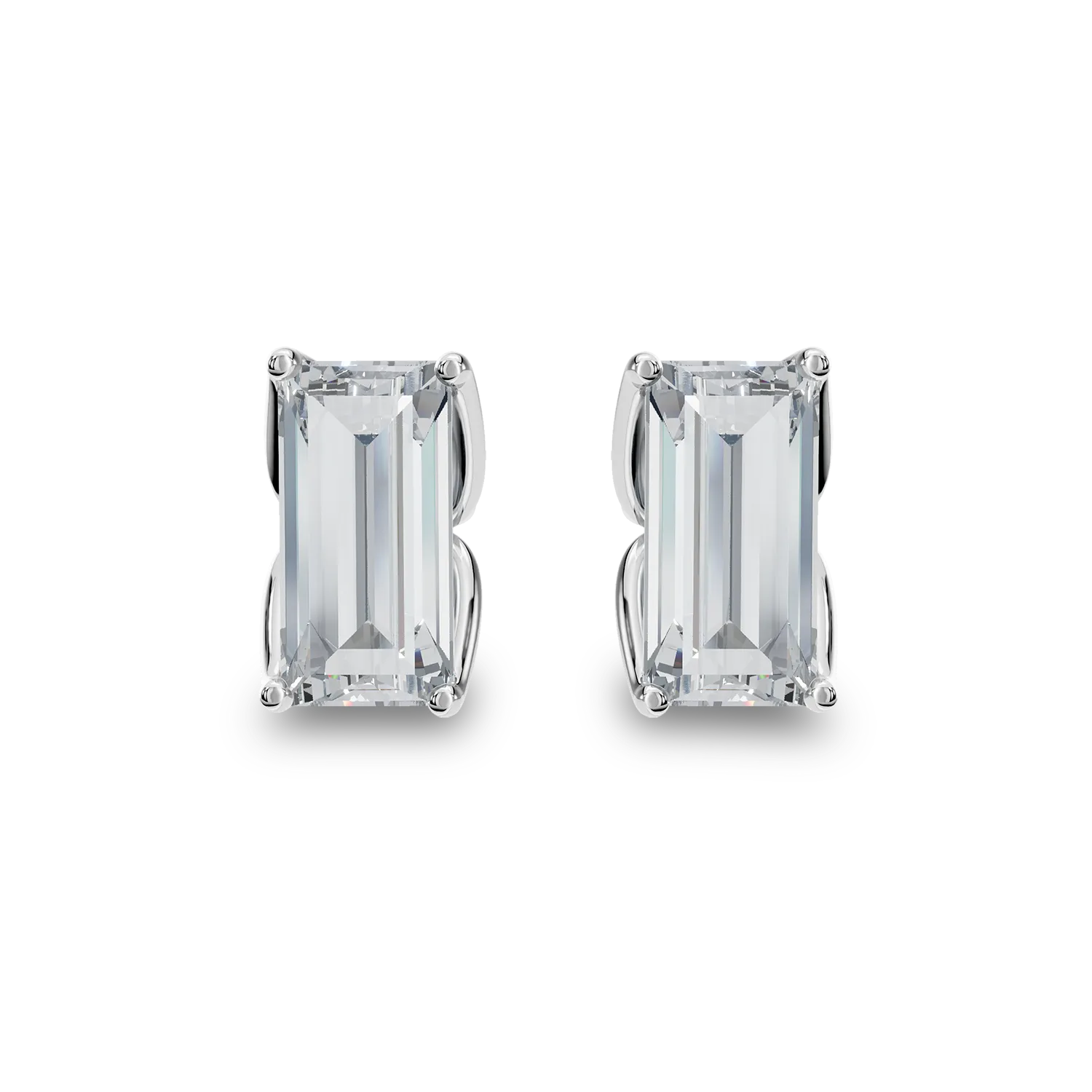 Cercei Lotus din aur alb cu diamante solitaire de 1.04ct create in laborator - 1 | YEO