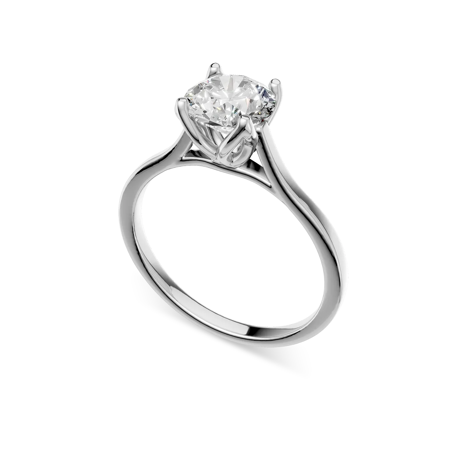 Inel de logodna Lotus din aur alb cu diamant solitaire de 1.04ct creat in laborator - 1 | YEO