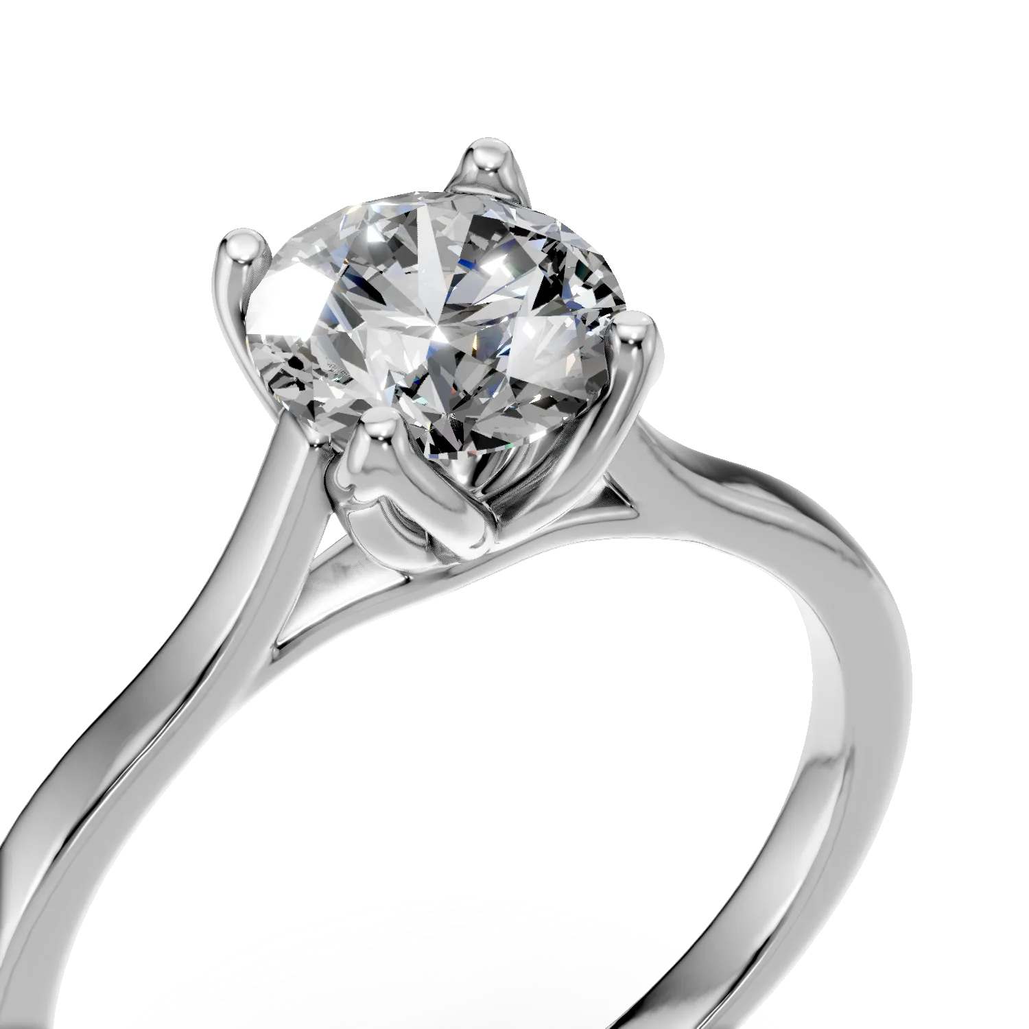 White gold Lotus engagement ring with 1.04ct solitaire lab grown diamond