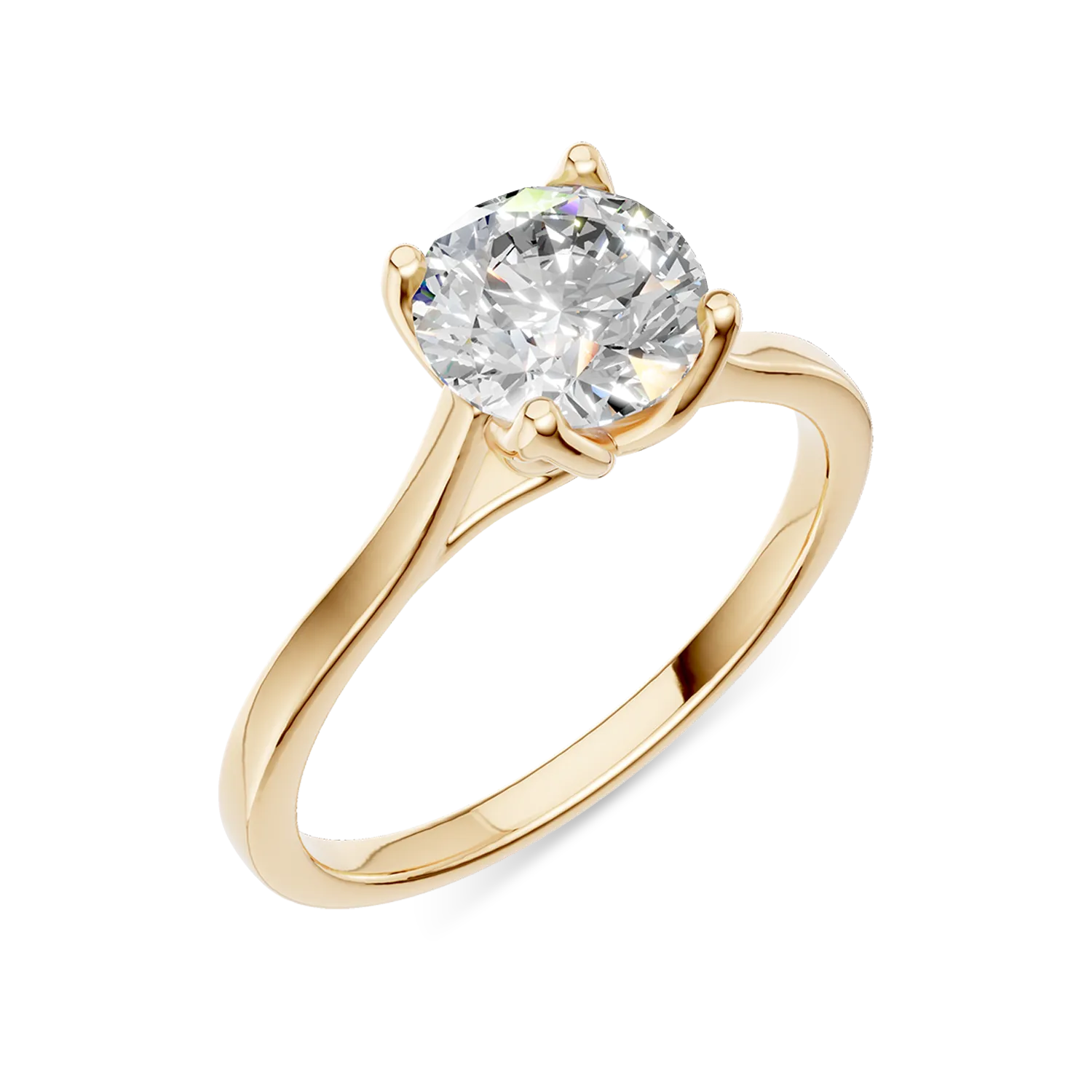 Yellow gold Lotus engagement ring with 1.02ct solitaire lab grown diamond