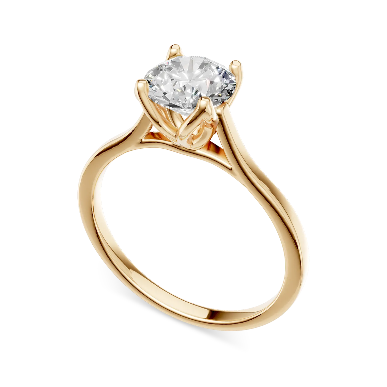 Yellow gold Lotus engagement ring with 1.02ct solitaire lab grown diamond