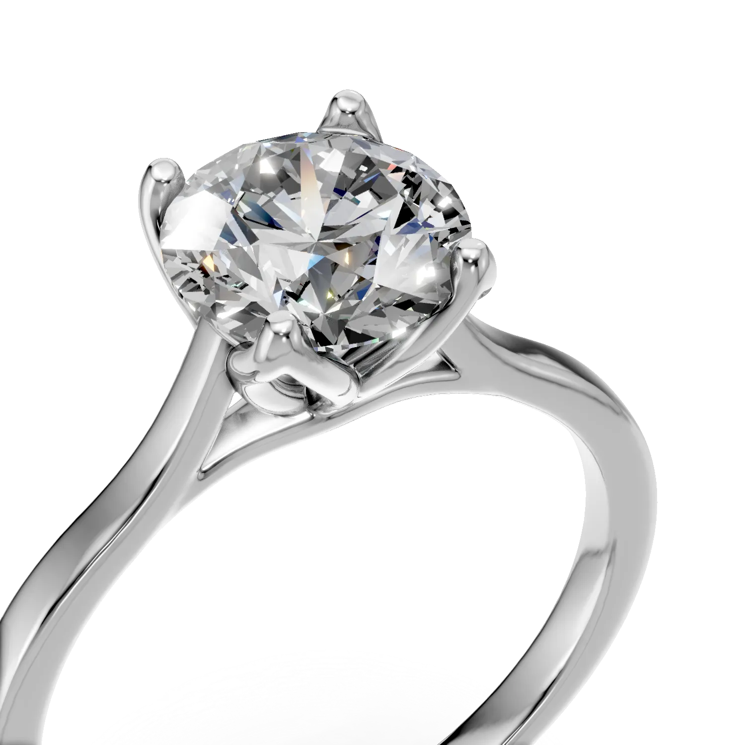 Inel de logodna Lotus din aur alb cu diamant solitaire de 1.59ct creat in laborator - 3 | YEO