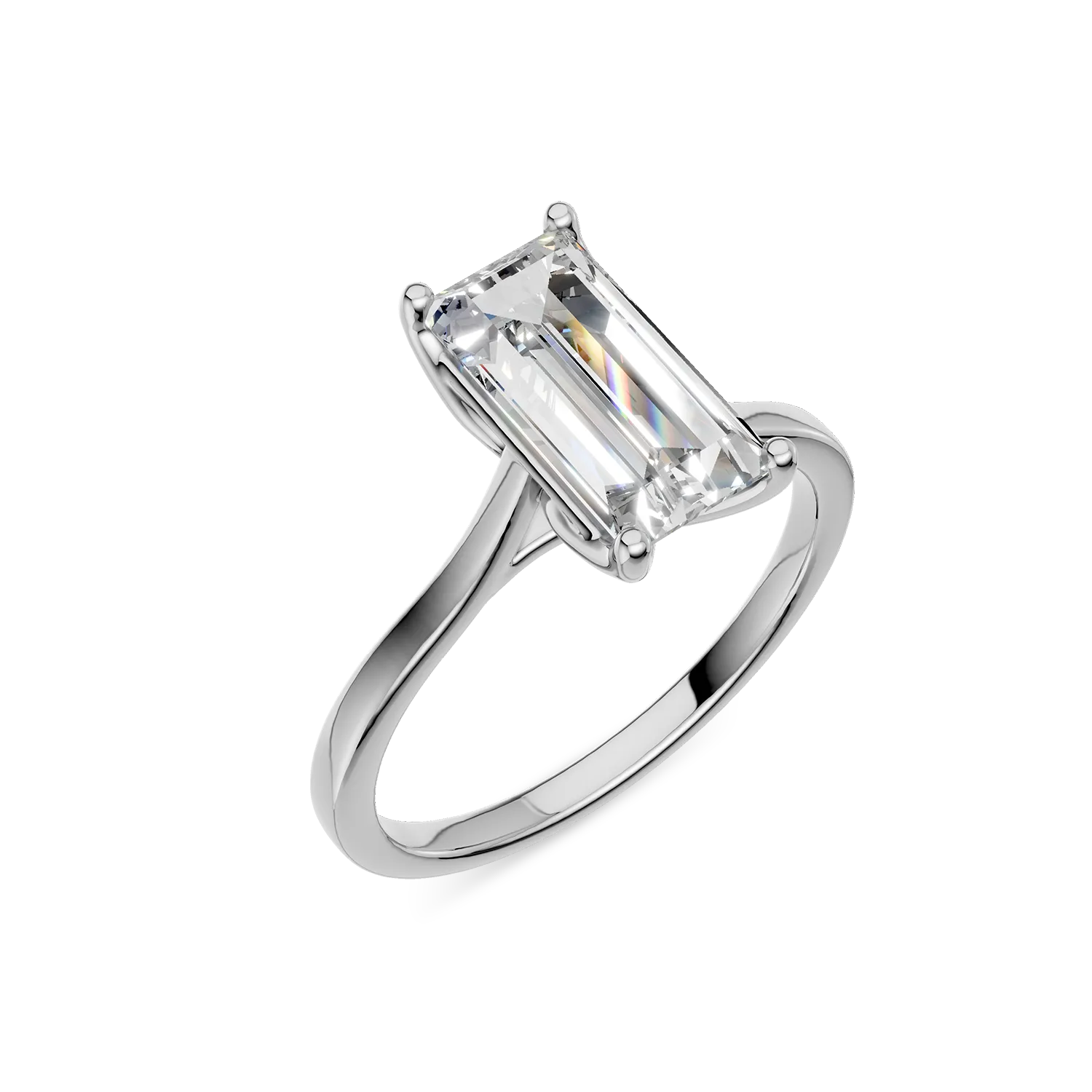 White gold Lotus engagement ring with a 1.6ct solitaire lab grown diamond