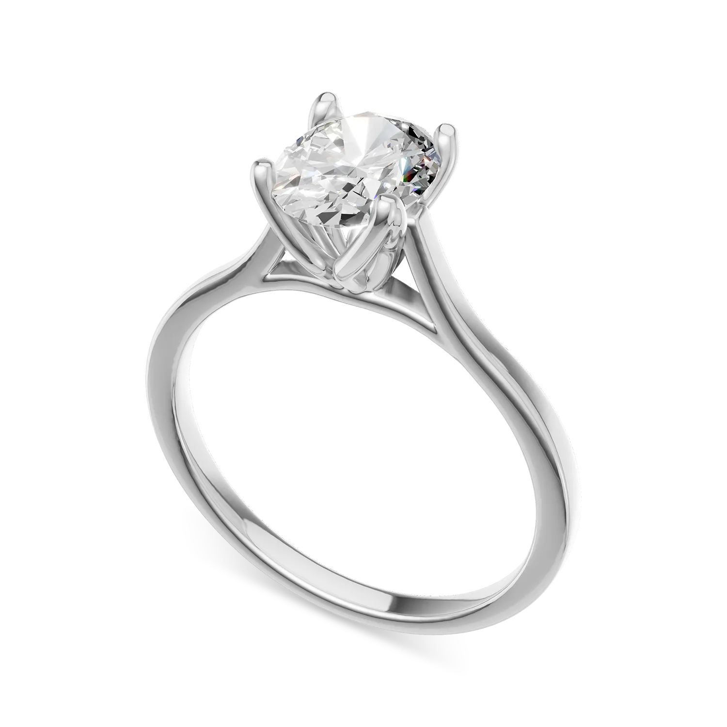 Inel de logodna Lotus din aur alb cu diamant solitaire de 1ct creat in laborator - 1 | YEO