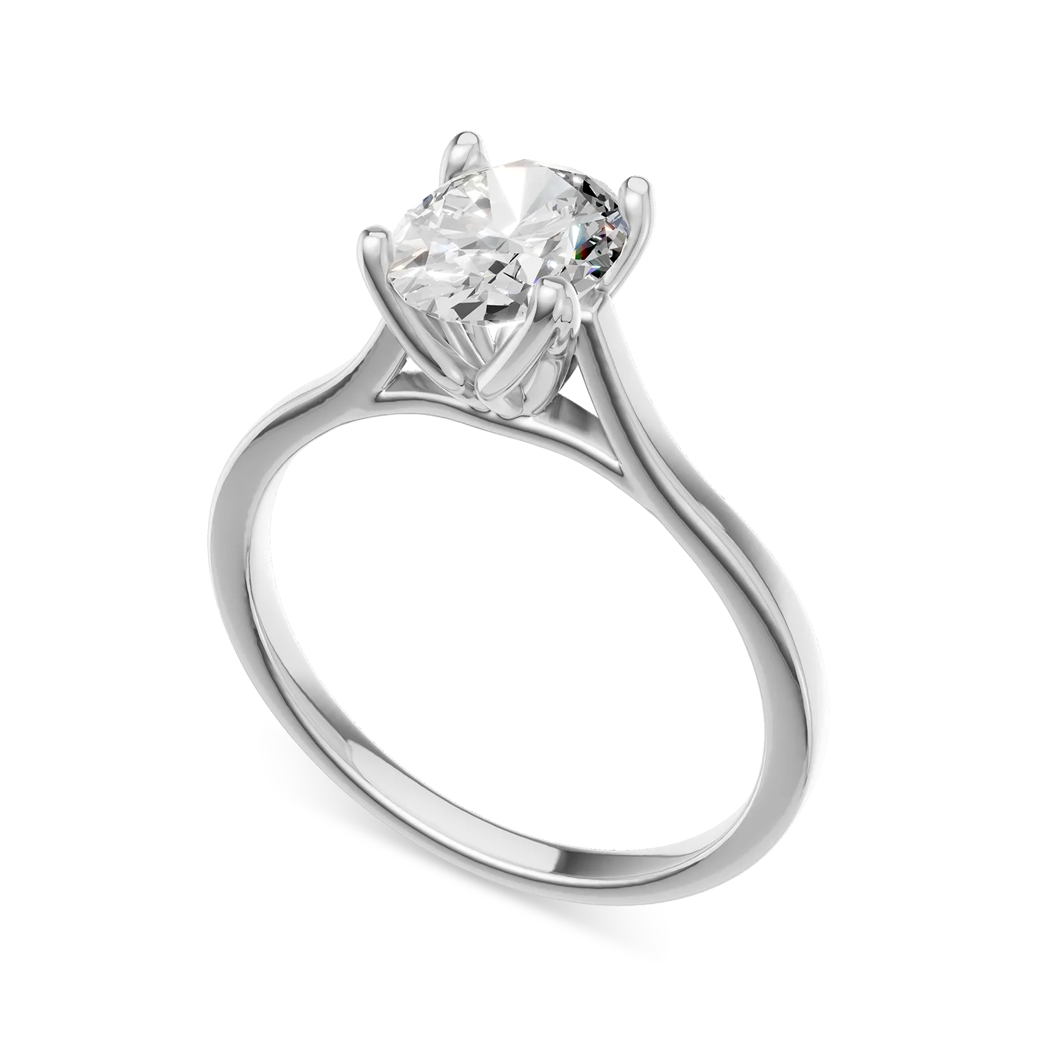 Inel de logodna Lotus din aur alb cu diamant solitaire de 1.02ct creat in laborator