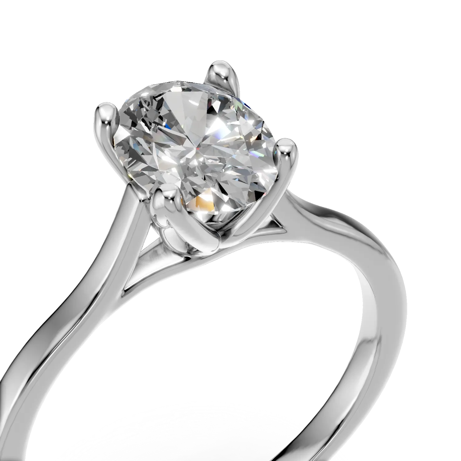 Inel de logodna Lotus din aur alb cu diamant solitaire de 1ct creat in laborator - 3 | YEO