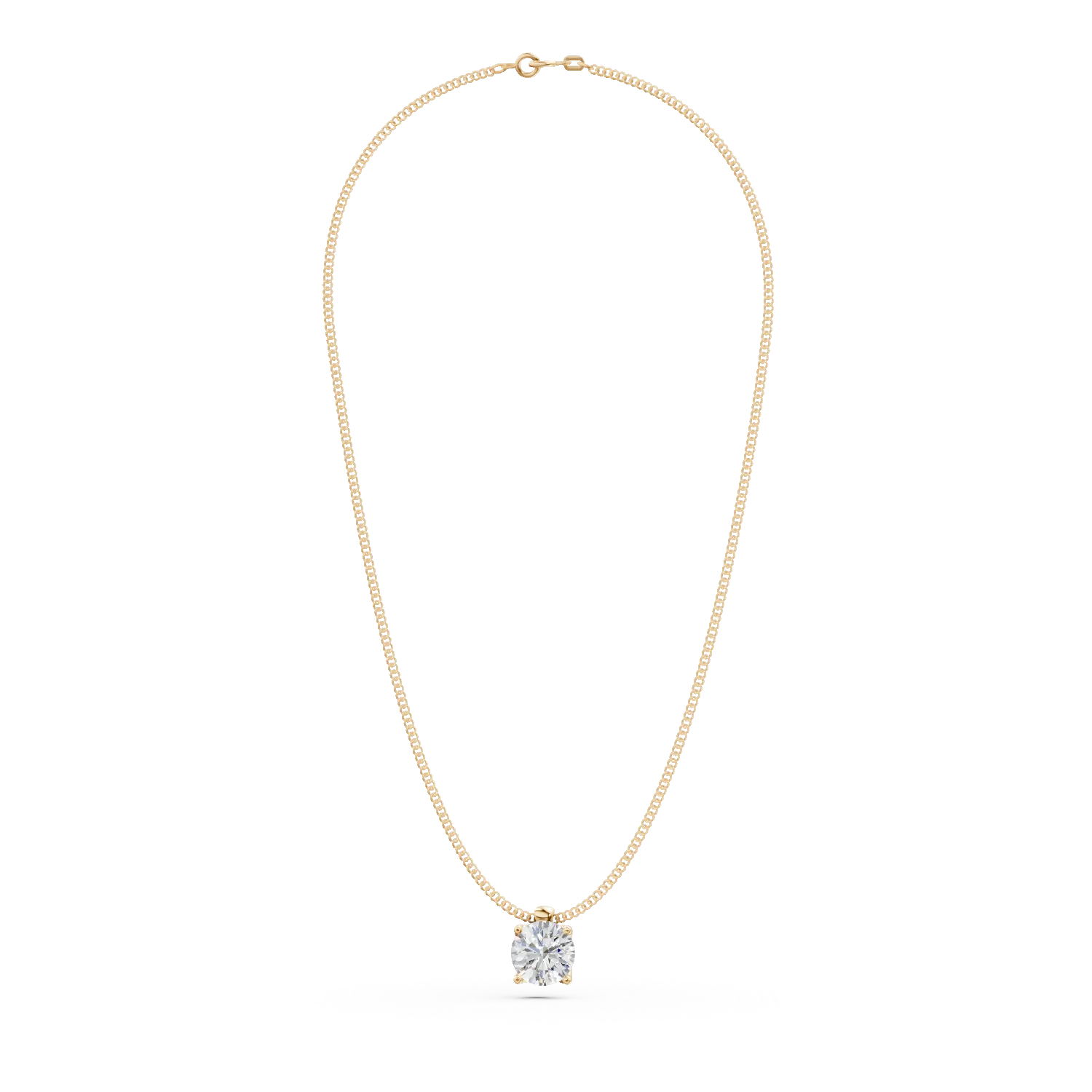 Yellow gold Lotus pendant necklace with 0.4ct solitaire lab grown diamond