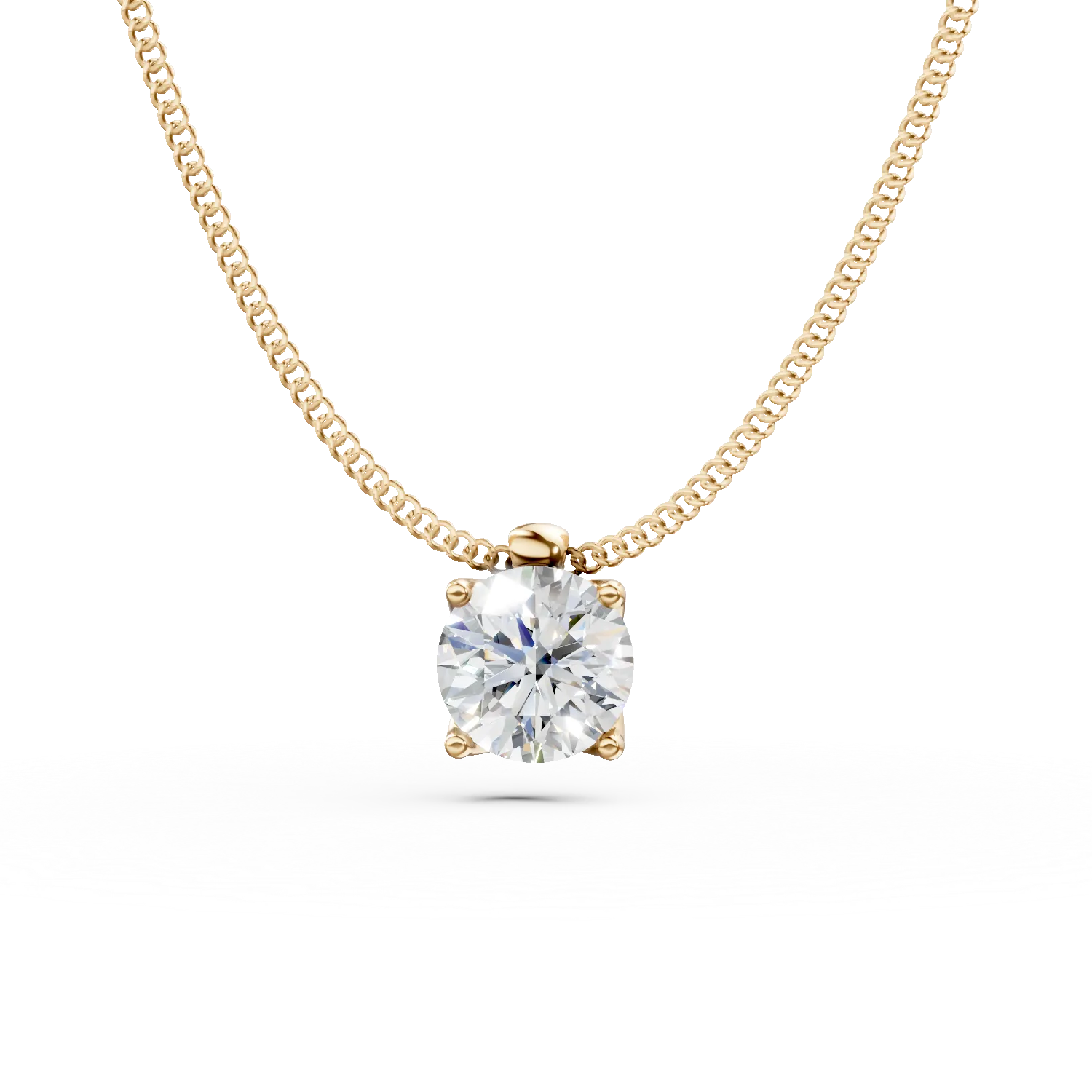 Yellow gold Lotus pendant necklace with 0.4ct solitaire lab grown diamond