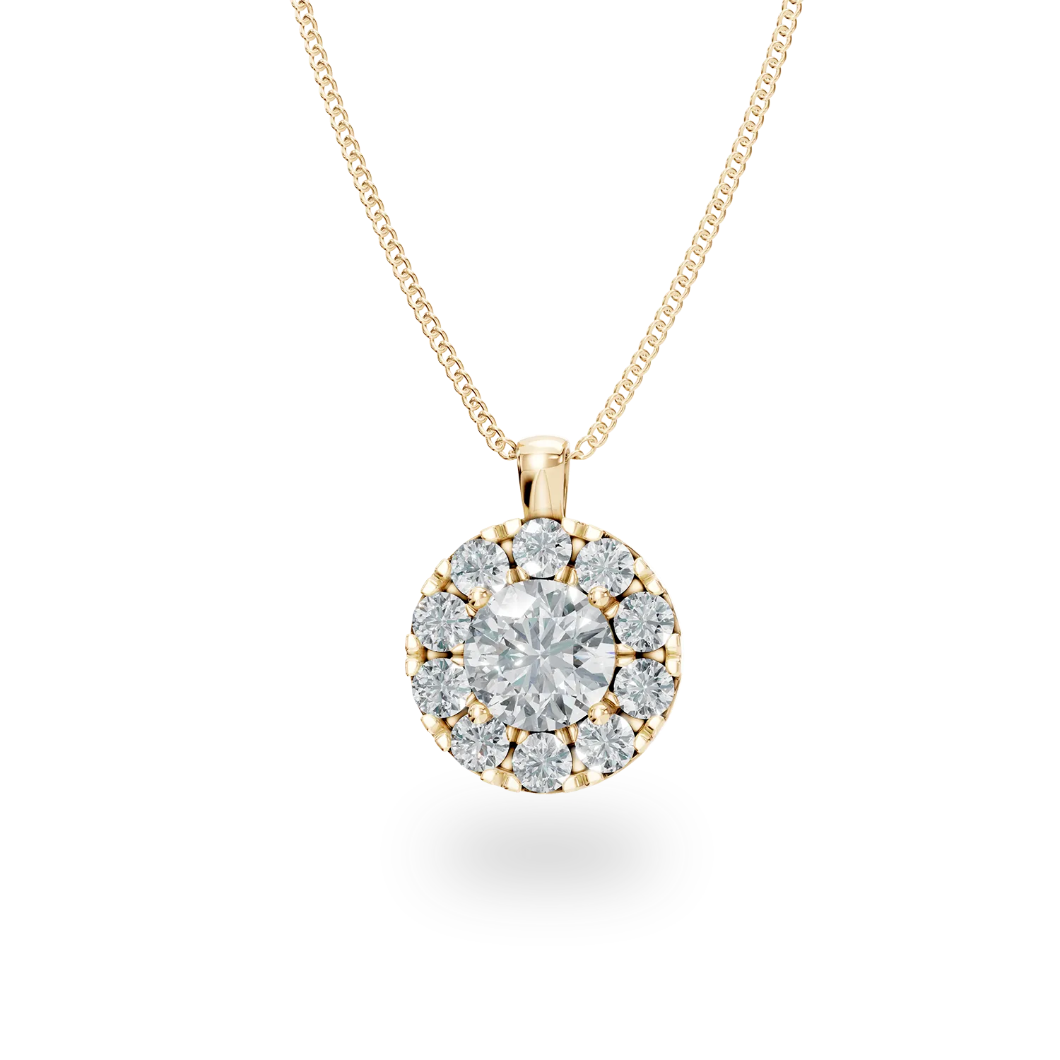 Yellow gold Amber pendant necklace with 0.25ct lab grown diamonds