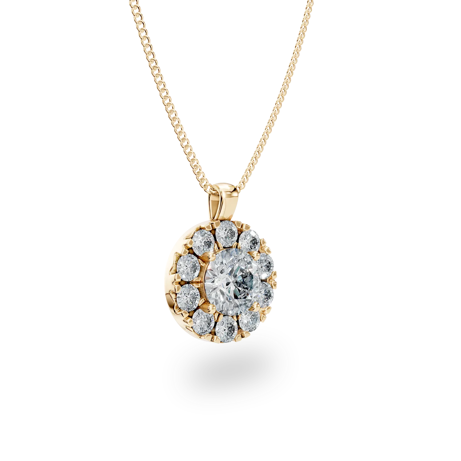 Yellow gold Amber pendant necklace with 0.25ct lab grown diamonds