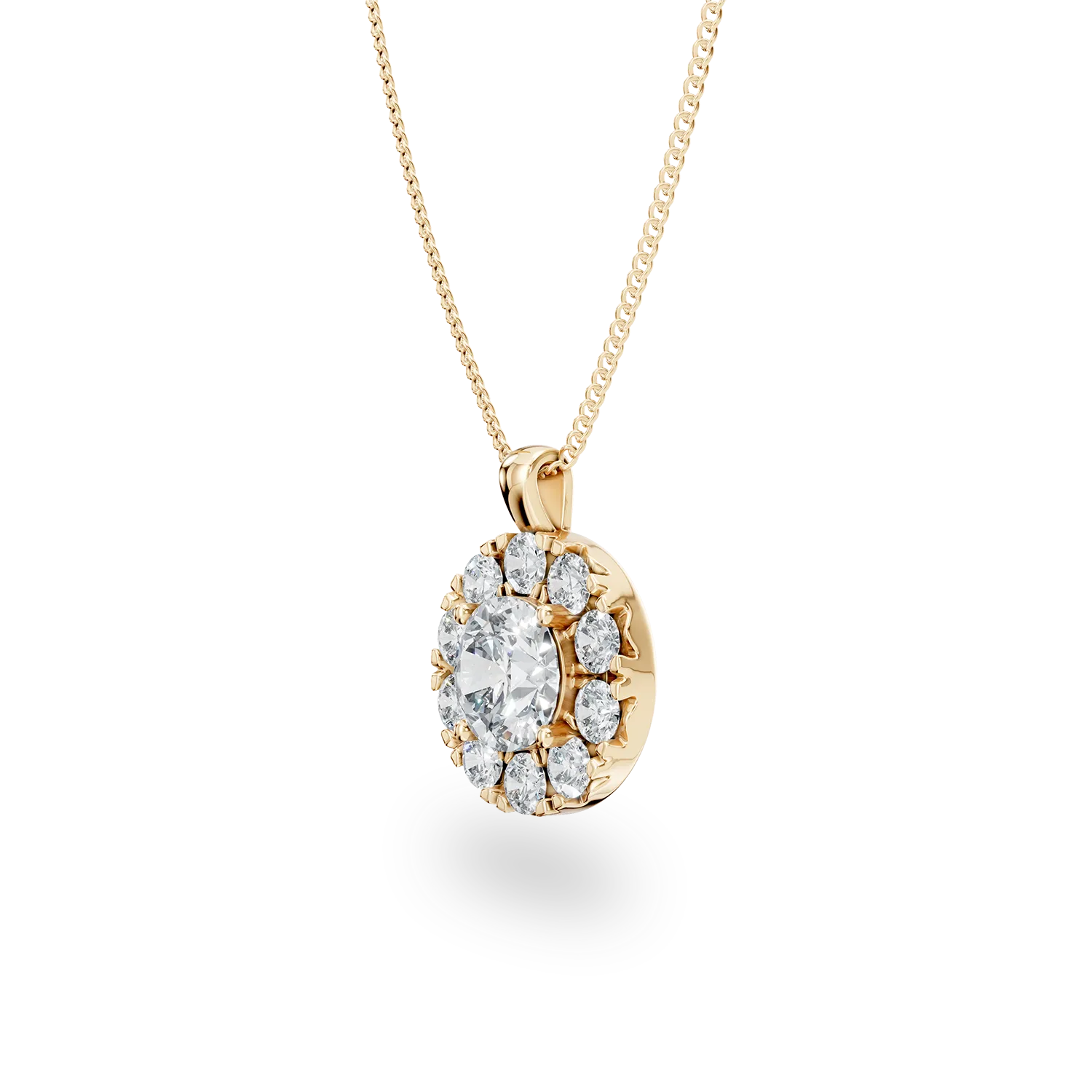 Yellow gold Amber pendant necklace with 0.25ct lab grown diamonds