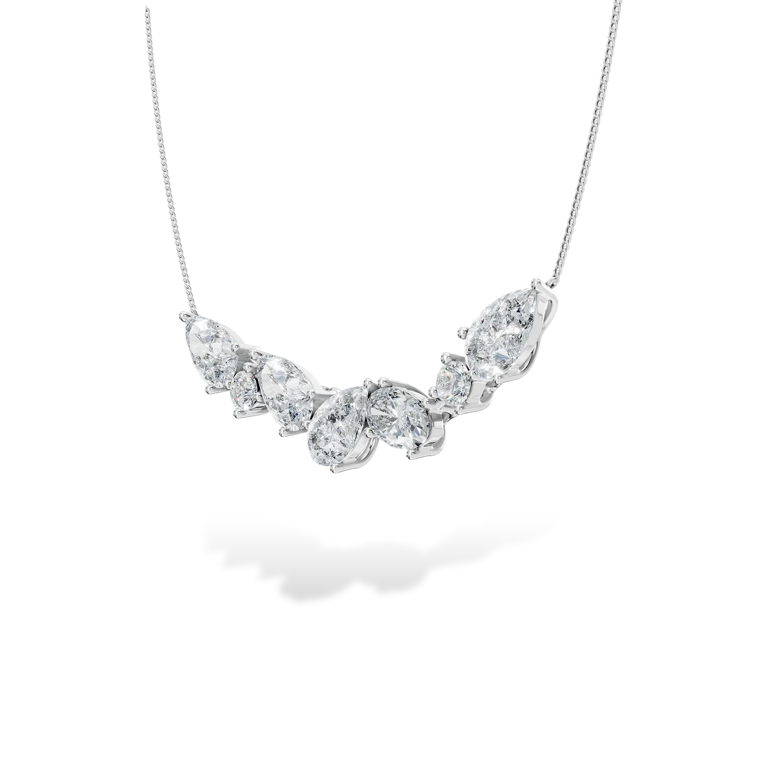 Colier Bouquet din aur alb cu diamante de 0.5ct create in laborator