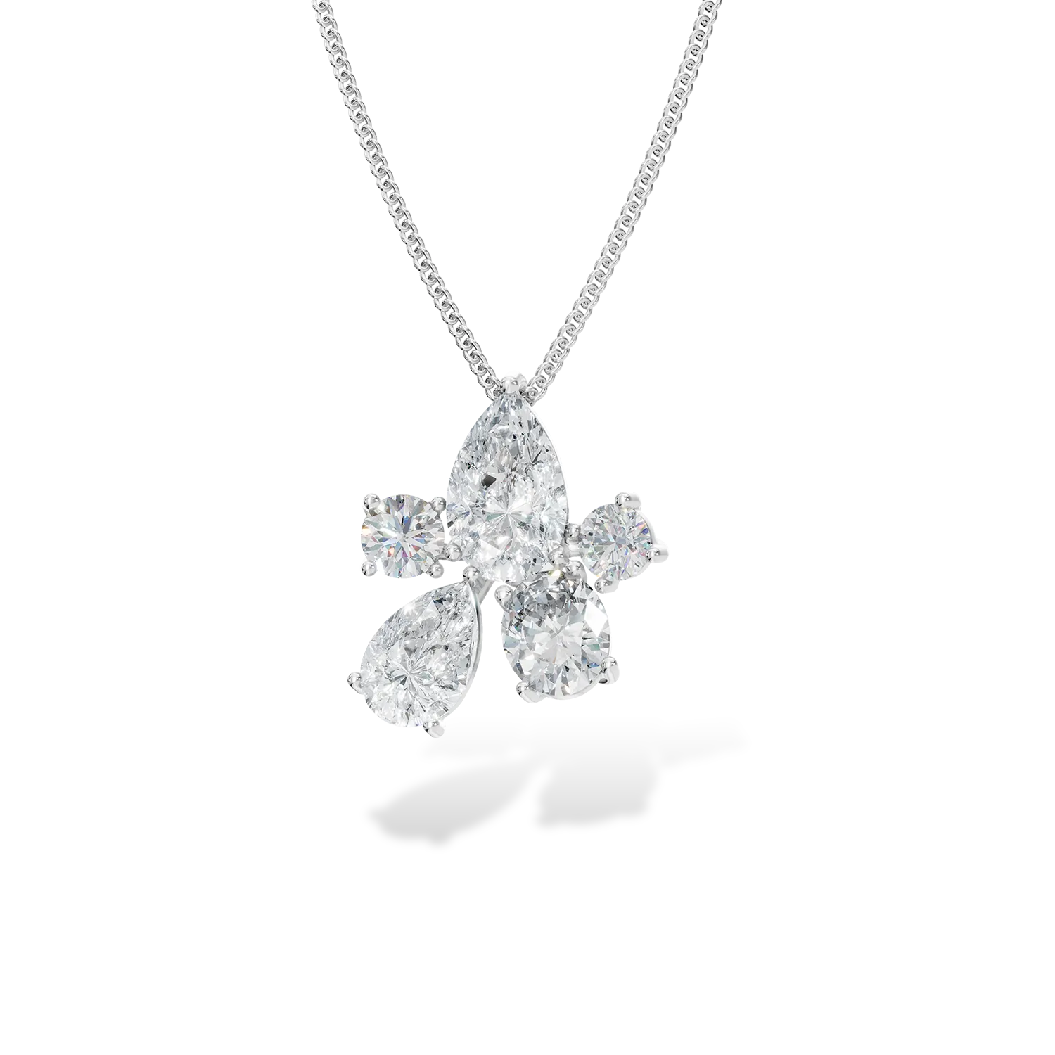 White gold Bouquet pendant necklace with 1ct lab grown diamonds