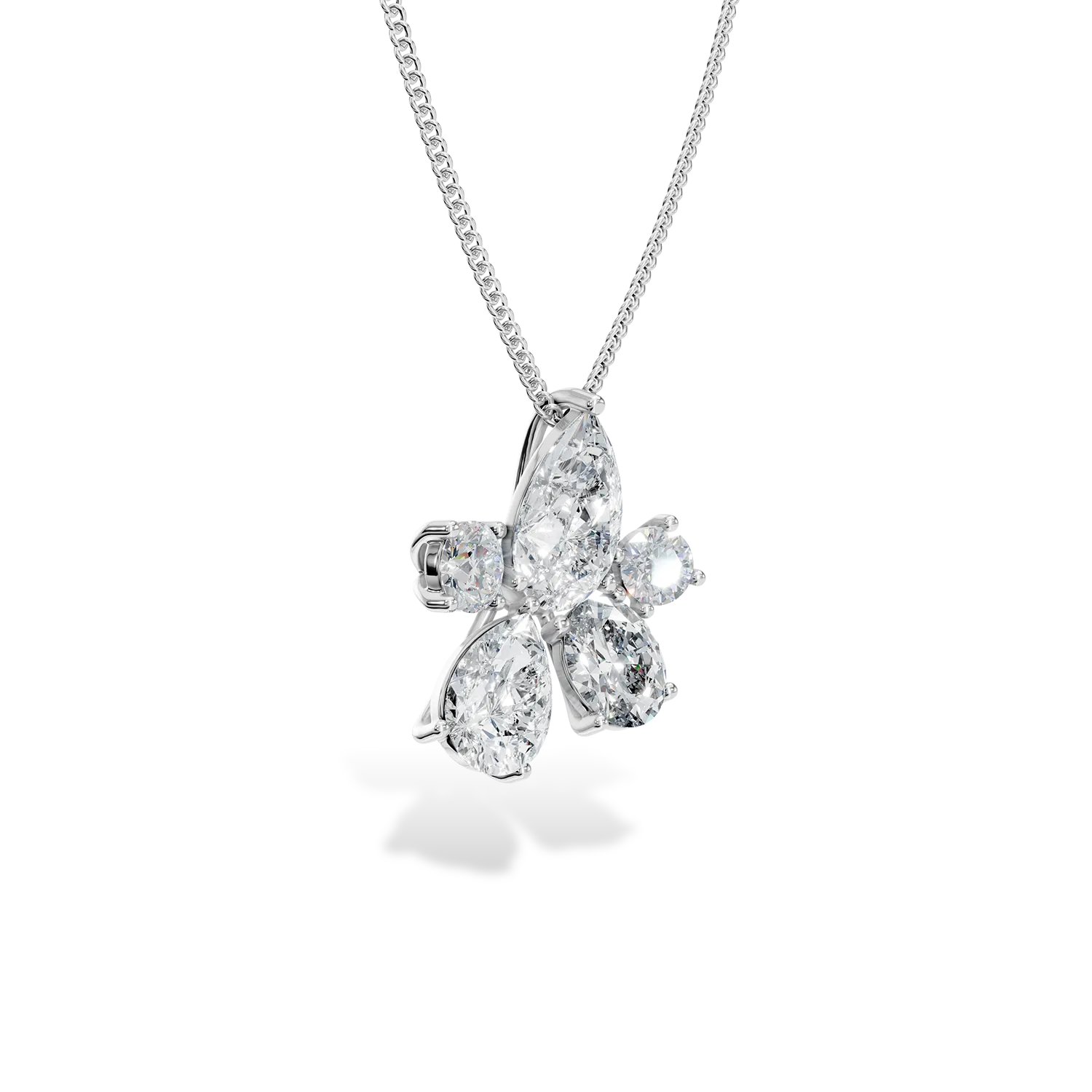 White gold Bouquet pendant necklace with 1ct lab grown diamonds