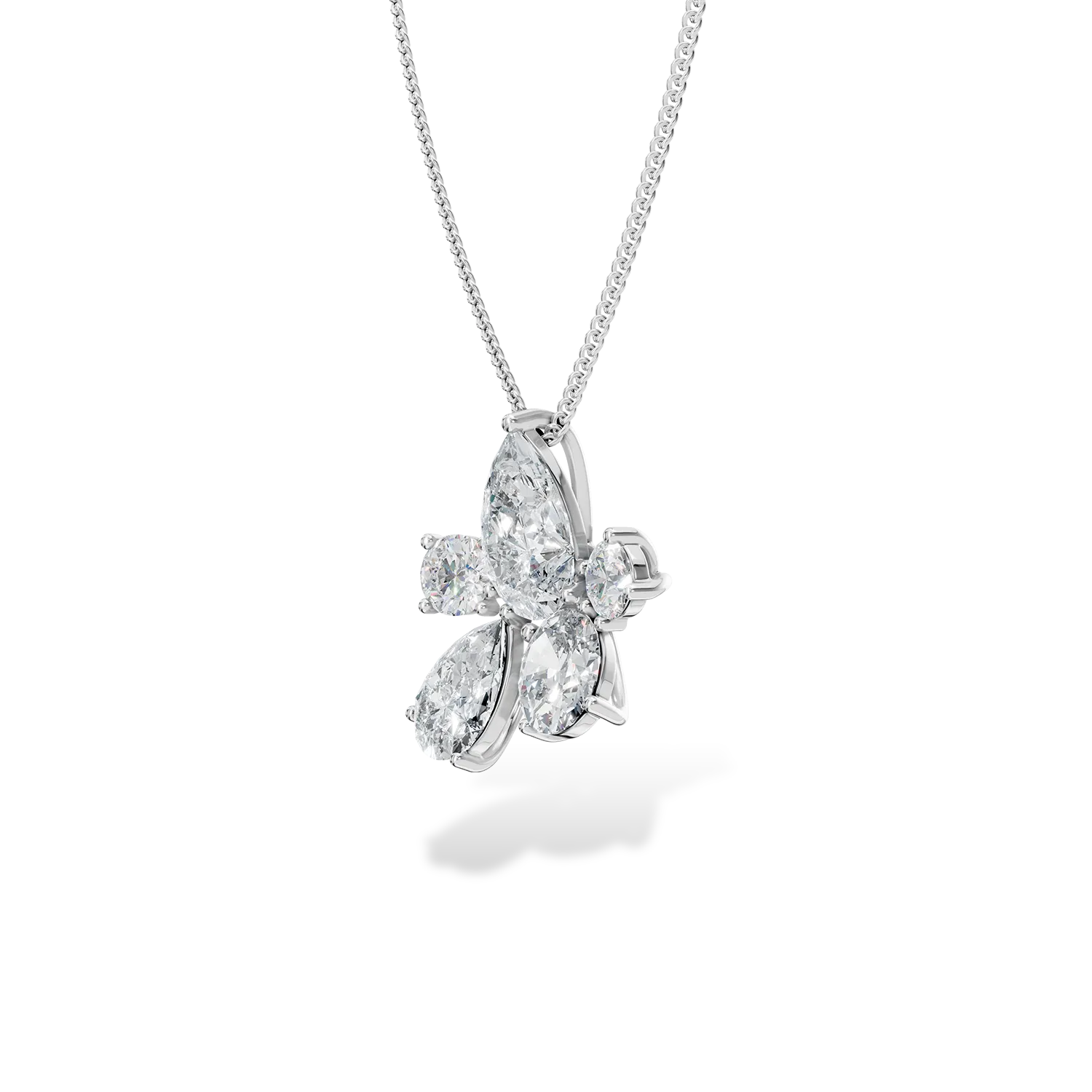 White gold Bouquet pendant necklace with 1ct lab grown diamonds