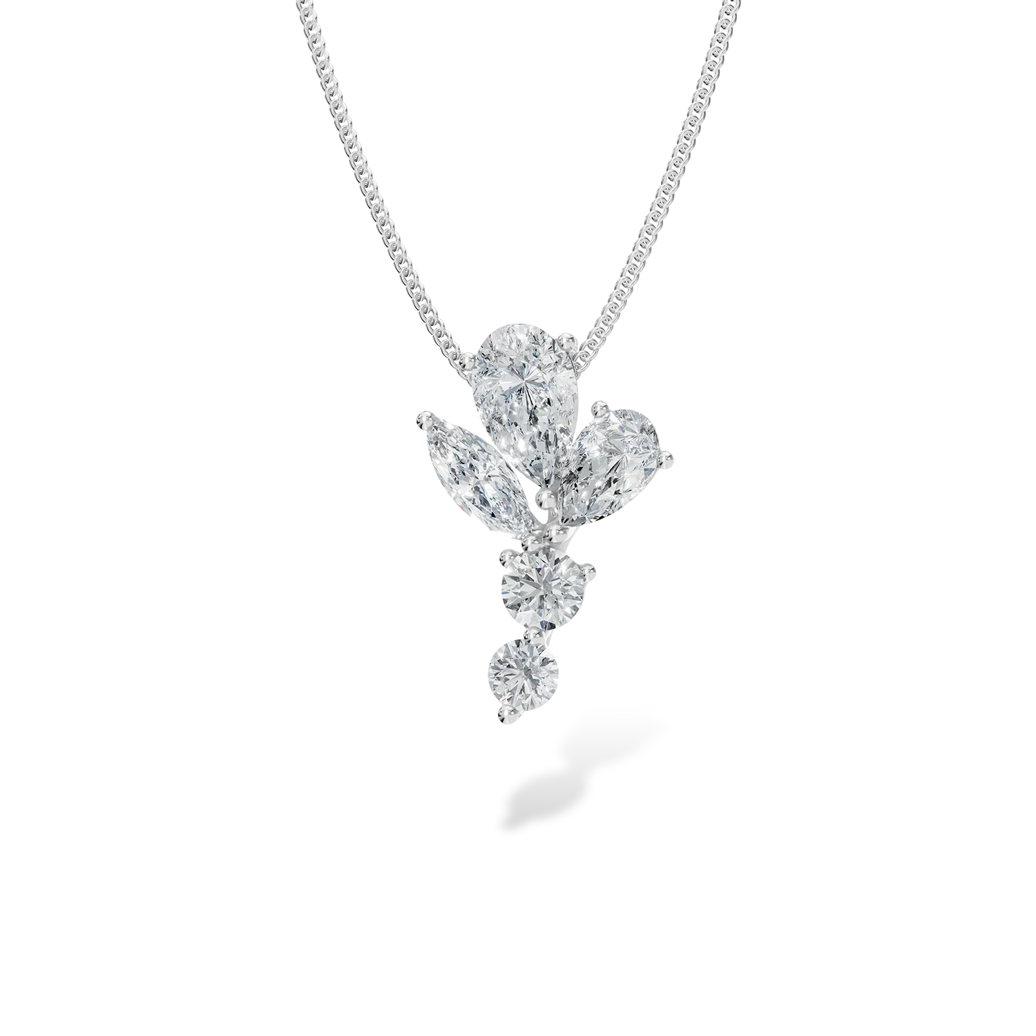 White gold Bouquet pendant necklace with 0.5ct lab grown diamonds