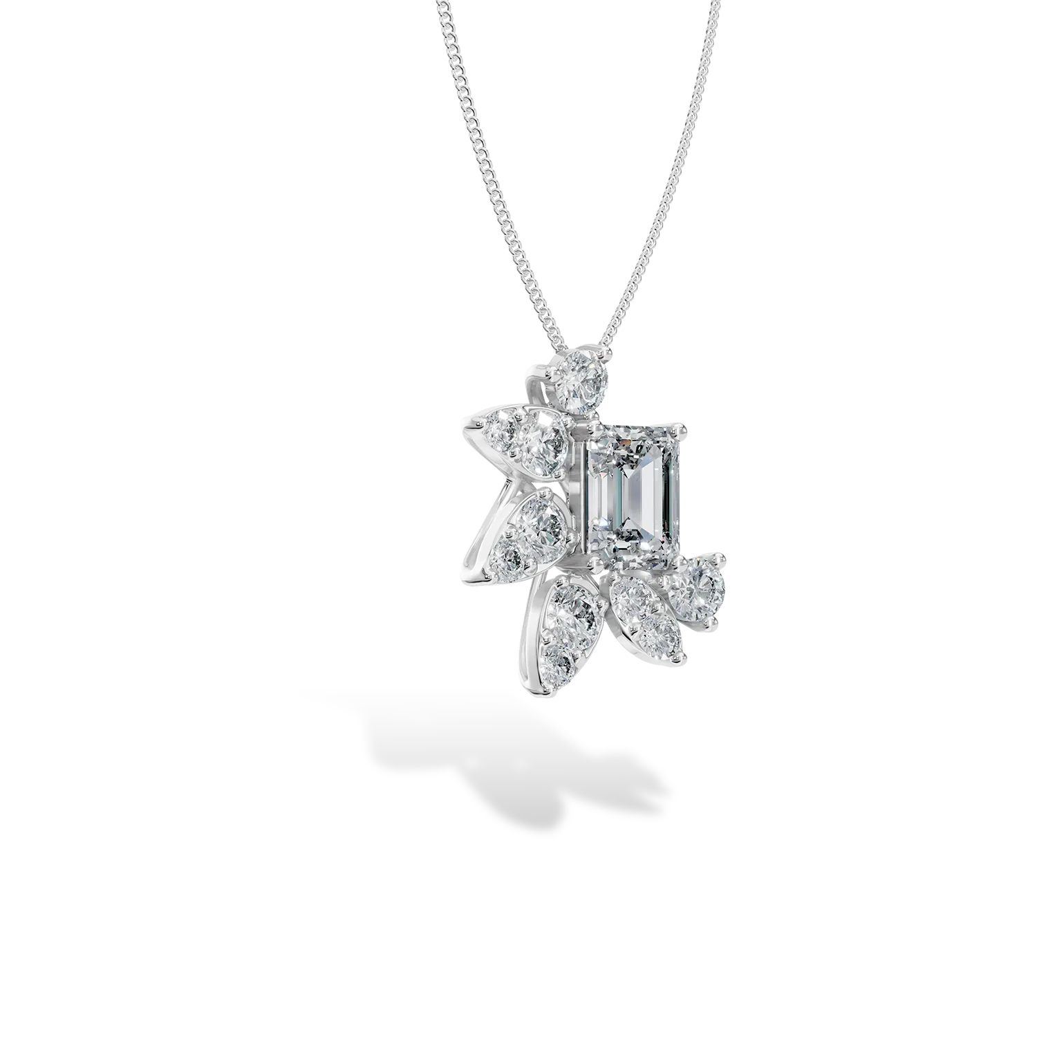 White gold Bouquet pendant necklace with 0.4ct lab grown diamonds