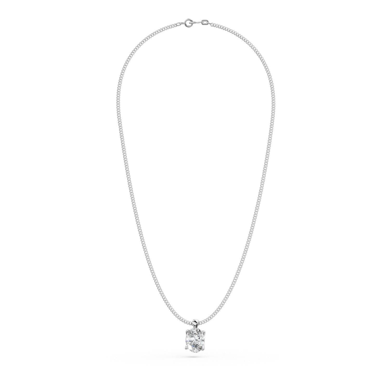 White gold Lotus pendant necklace with 0.4ct solitaire lab grown diamond