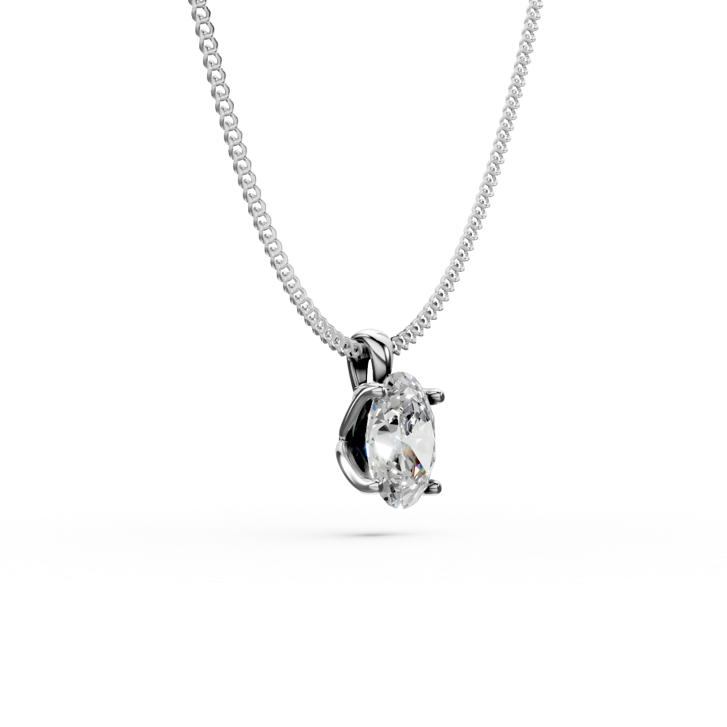 White gold Lotus pendant necklace with 0.4ct solitaire lab grown diamond