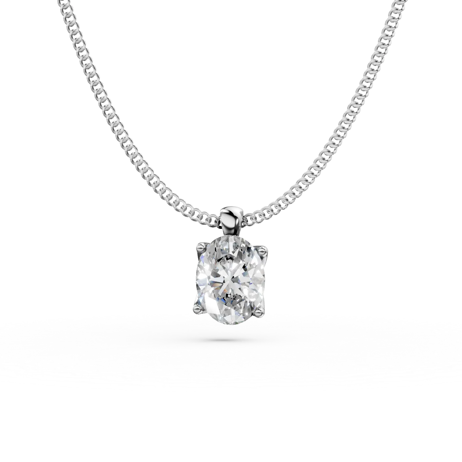 White gold Lotus pendant necklace with 0.4ct solitaire lab grown diamond