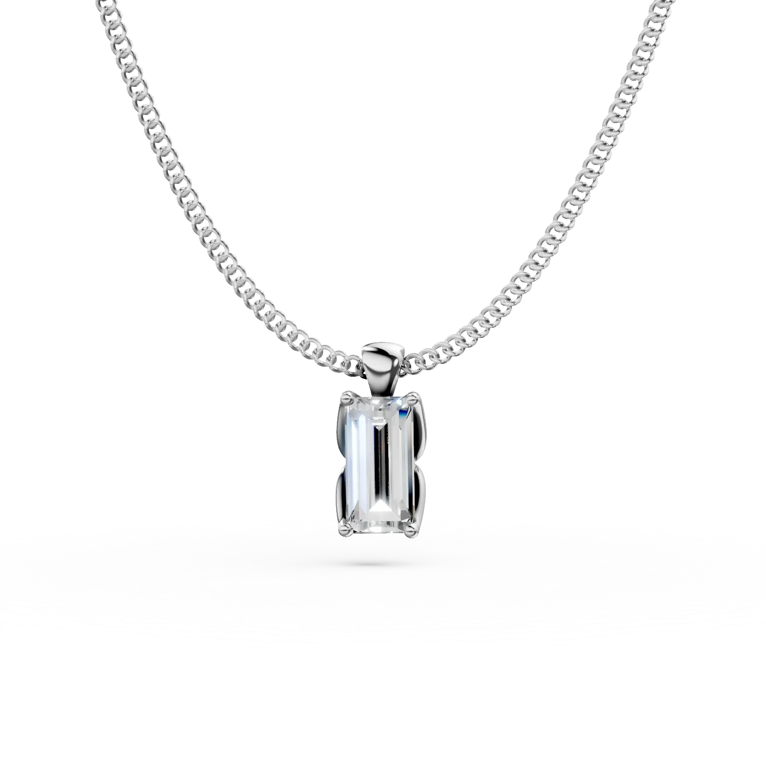 White gold Lotus pendant necklace with 0.4ct solitaire lab grown diamond