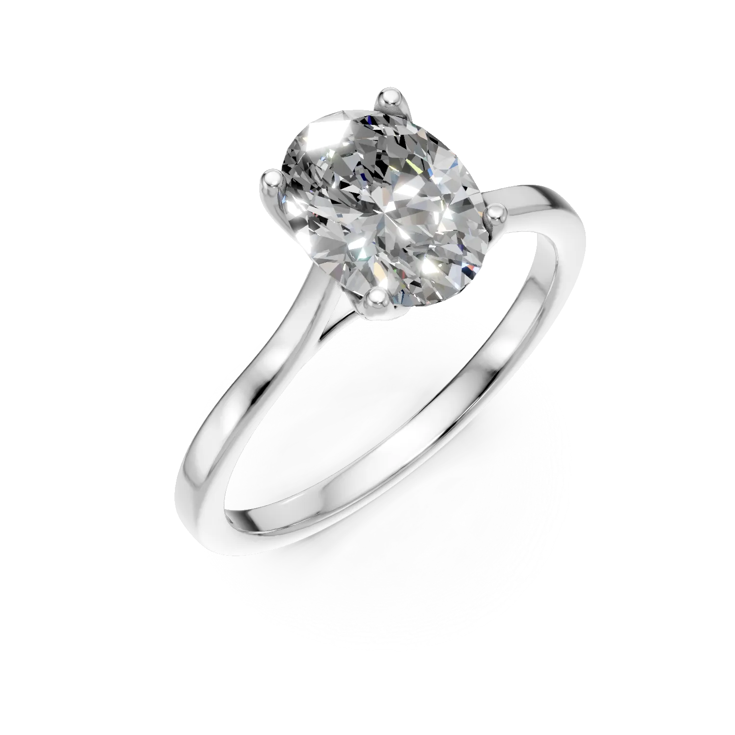 Inel de logodna Lotus din aur alb cu diamant solitaire de 1.53ct creat in laborator
