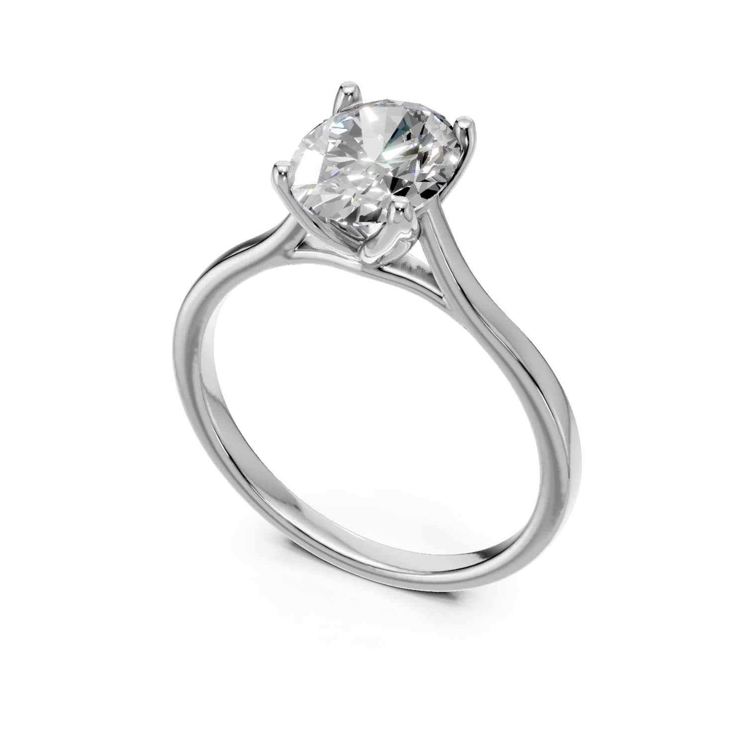 Inel de logodna Lotus din aur alb cu diamant solitaire de 1.53ct creat in laborator