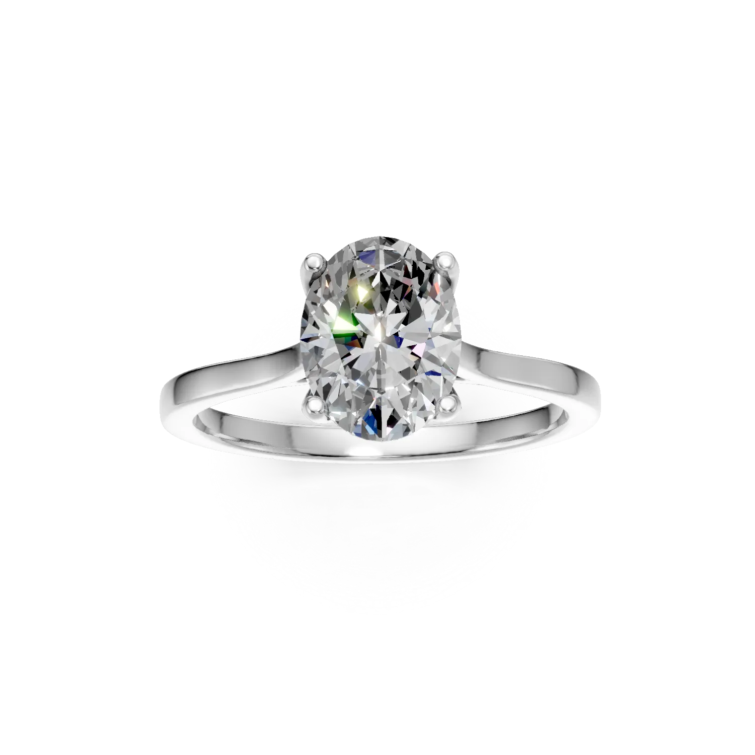 Inel de logodna Lotus din aur alb cu diamant solitaire de 1.53ct creat in laborator