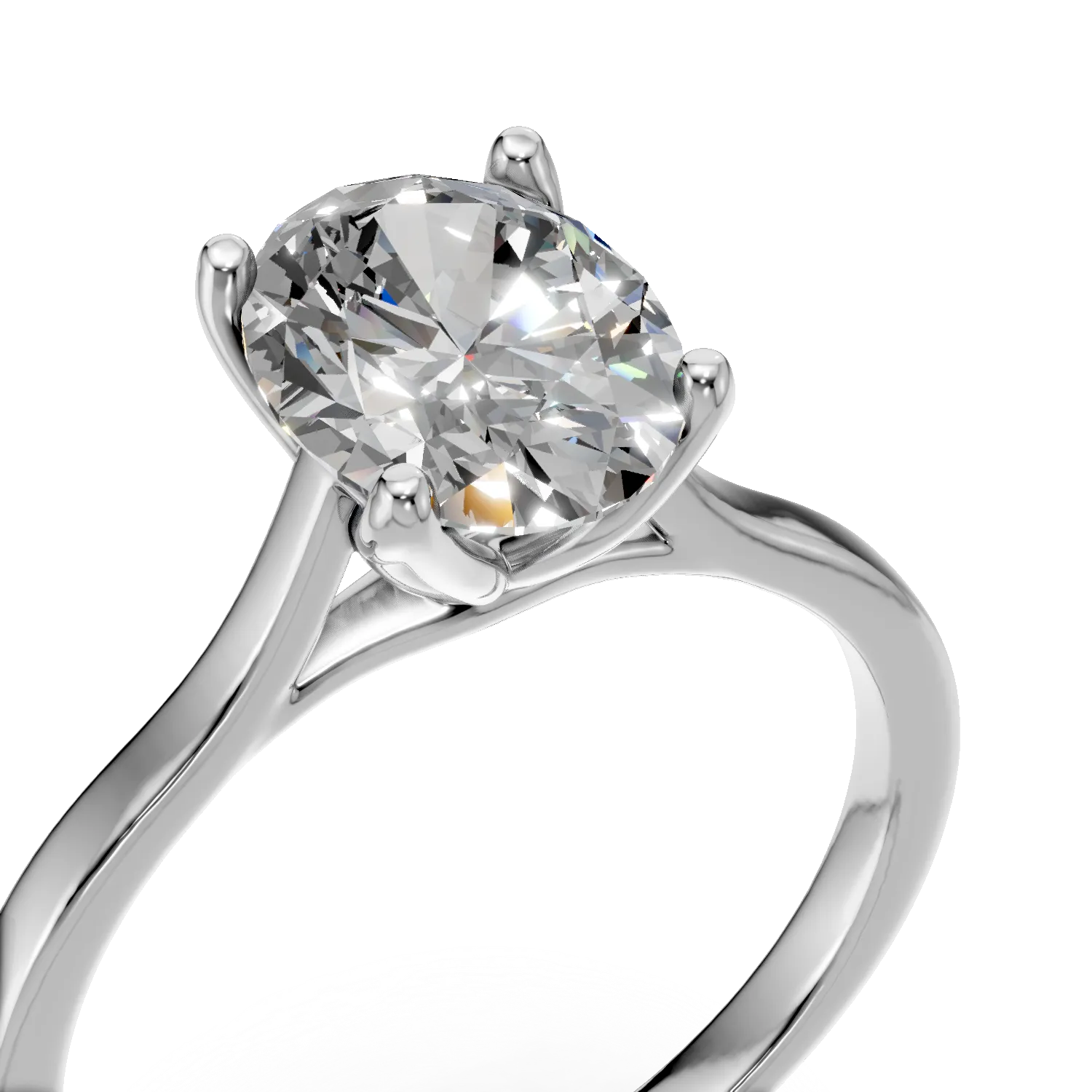 Inel de logodna Lotus din aur alb cu diamant solitaire de 1.53ct creat in laborator
