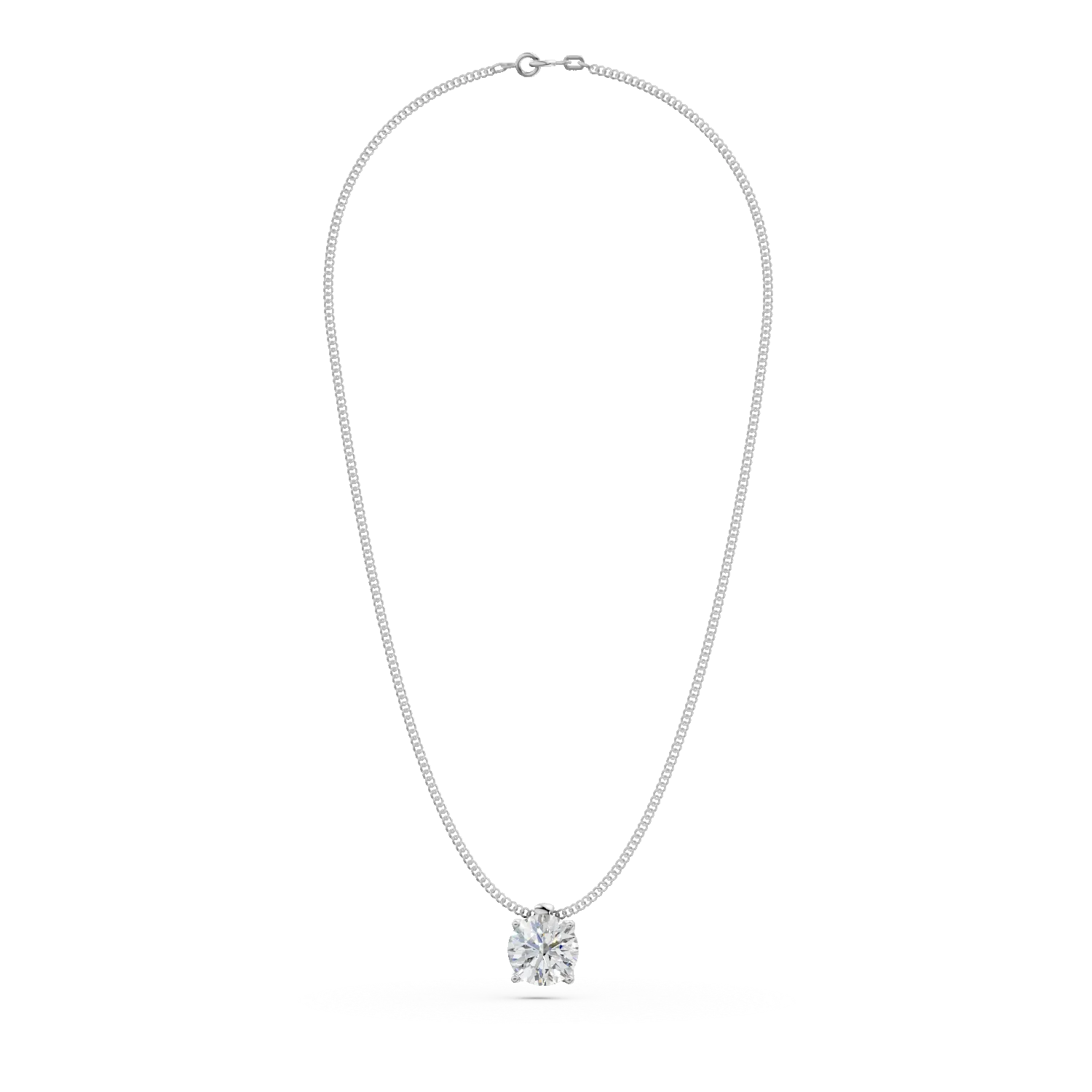 White gold Lotus pendant necklace with 0.57ct solitaire lab grown diamond