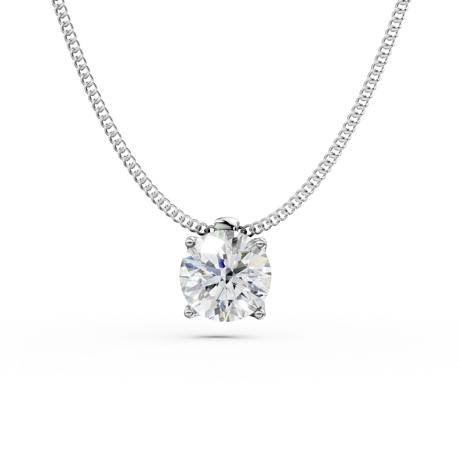 White gold Lotus pendant necklace with 0.5ct solitaire lab grown diamond