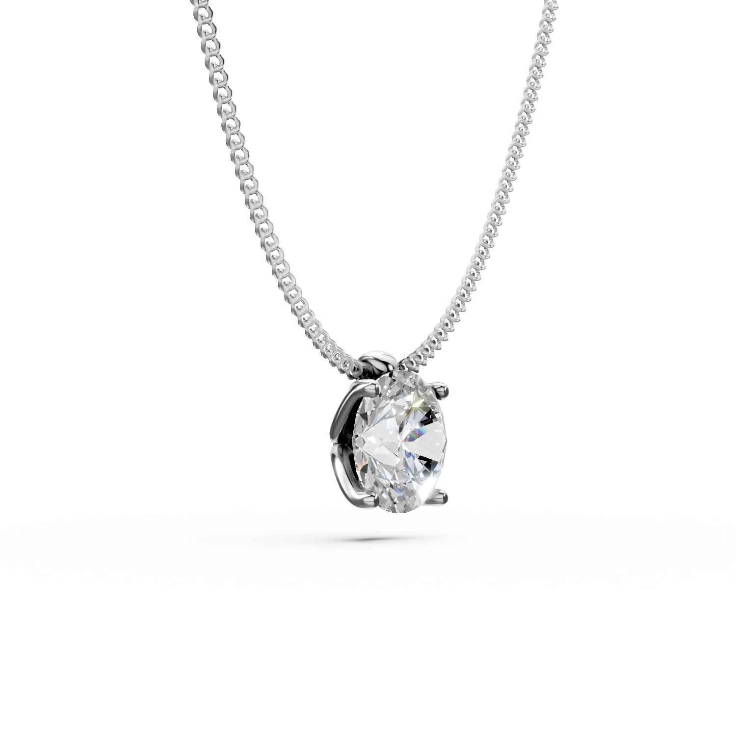 White gold Lotus pendant necklace with 0.5ct solitaire lab grown diamond