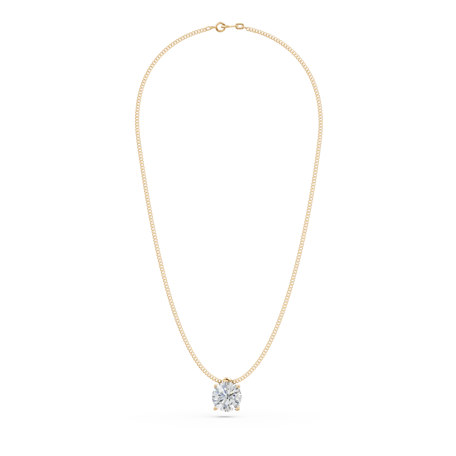 Yellow gold Lotus pendant necklace with 0.56ct solitaire lab grown diamond