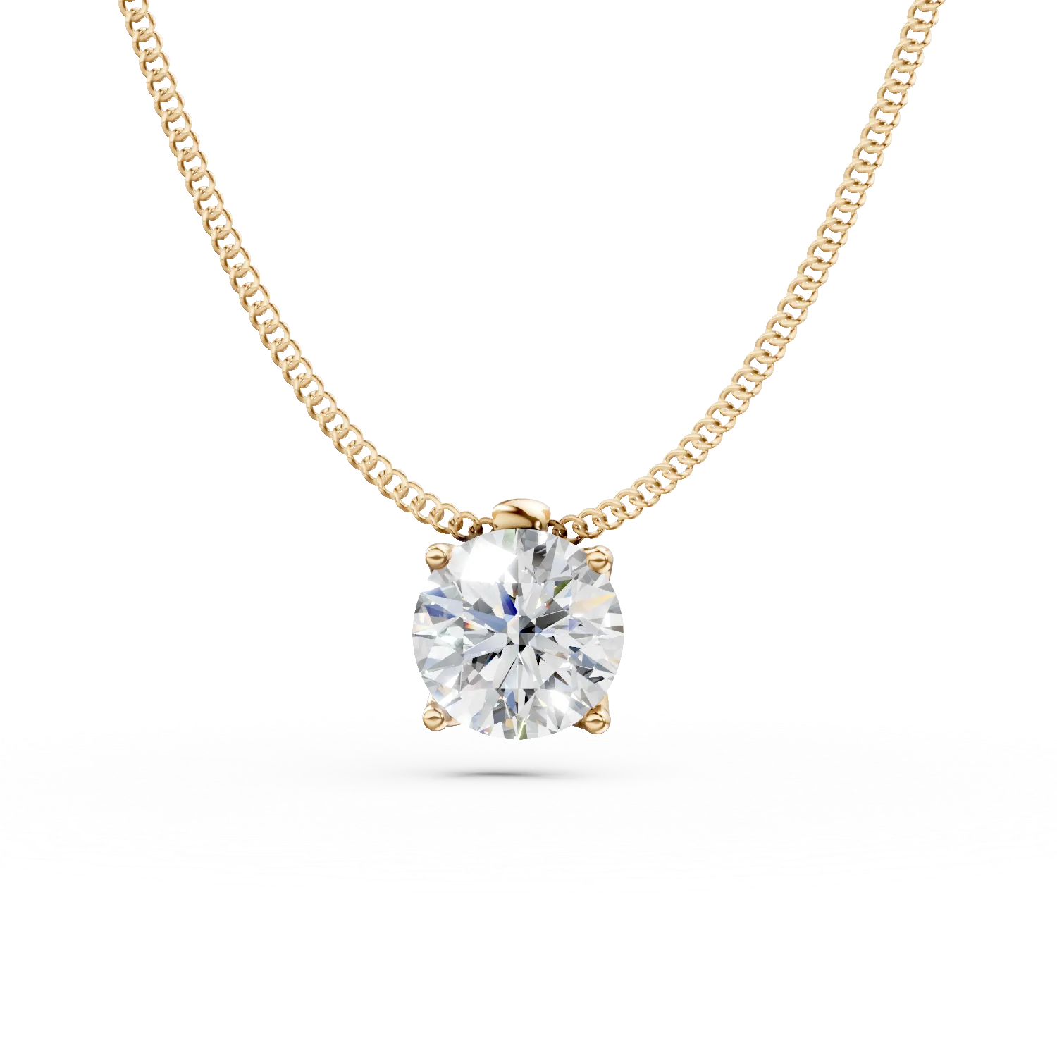 Yellow gold Lotus pendant necklace with 0.56ct solitaire lab grown diamond