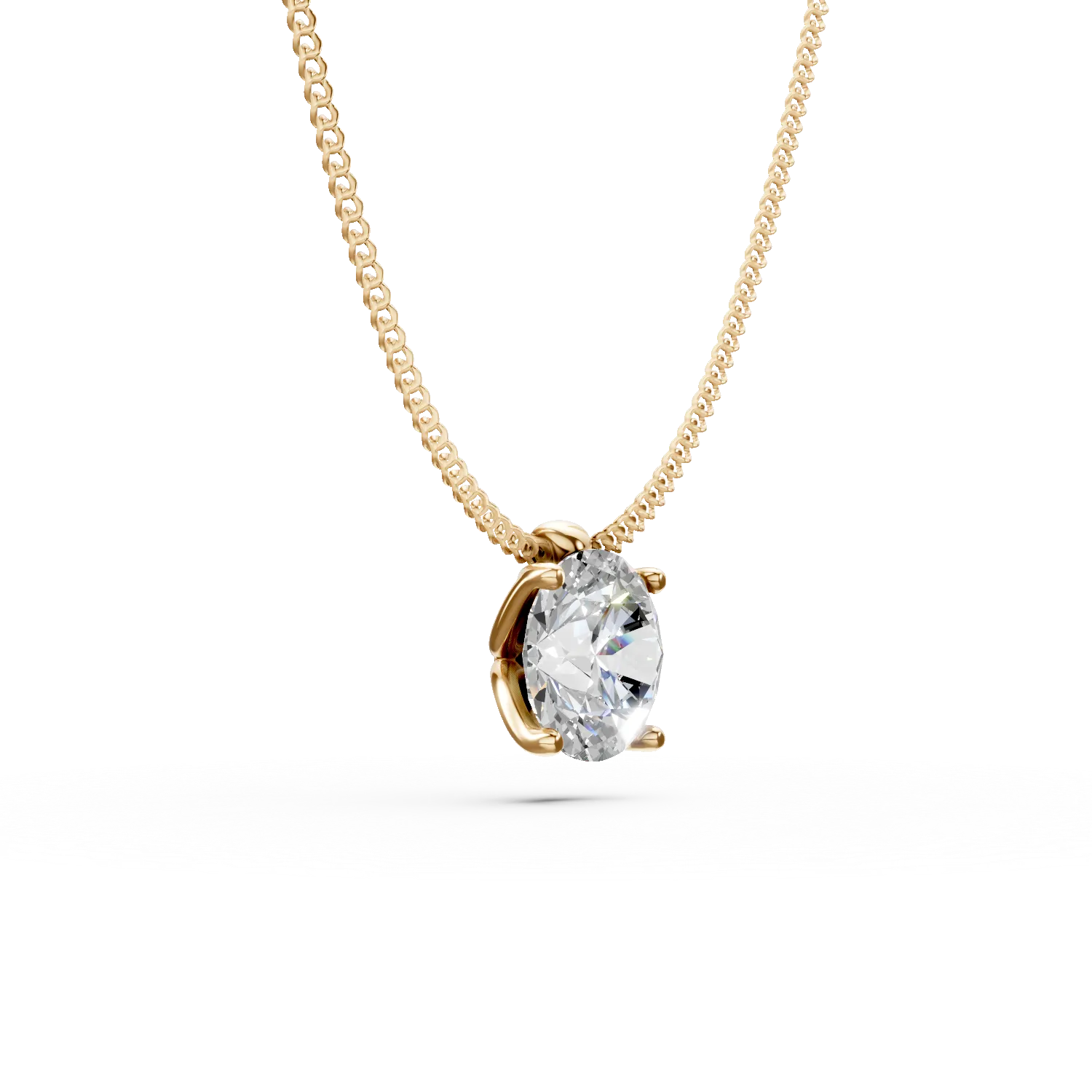 Yellow gold Lotus pendant necklace with 0.56ct solitaire lab grown diamond