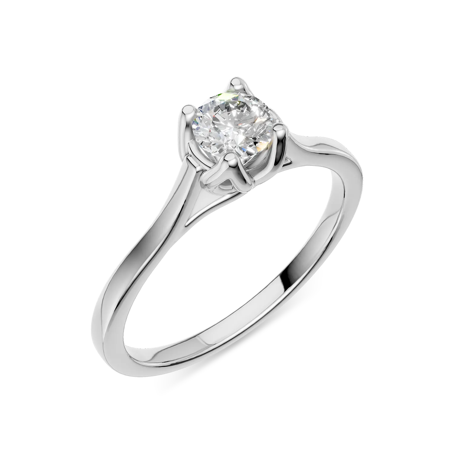 White gold Lotus engagement ring with 0.3ct solitaire lab grown diamond