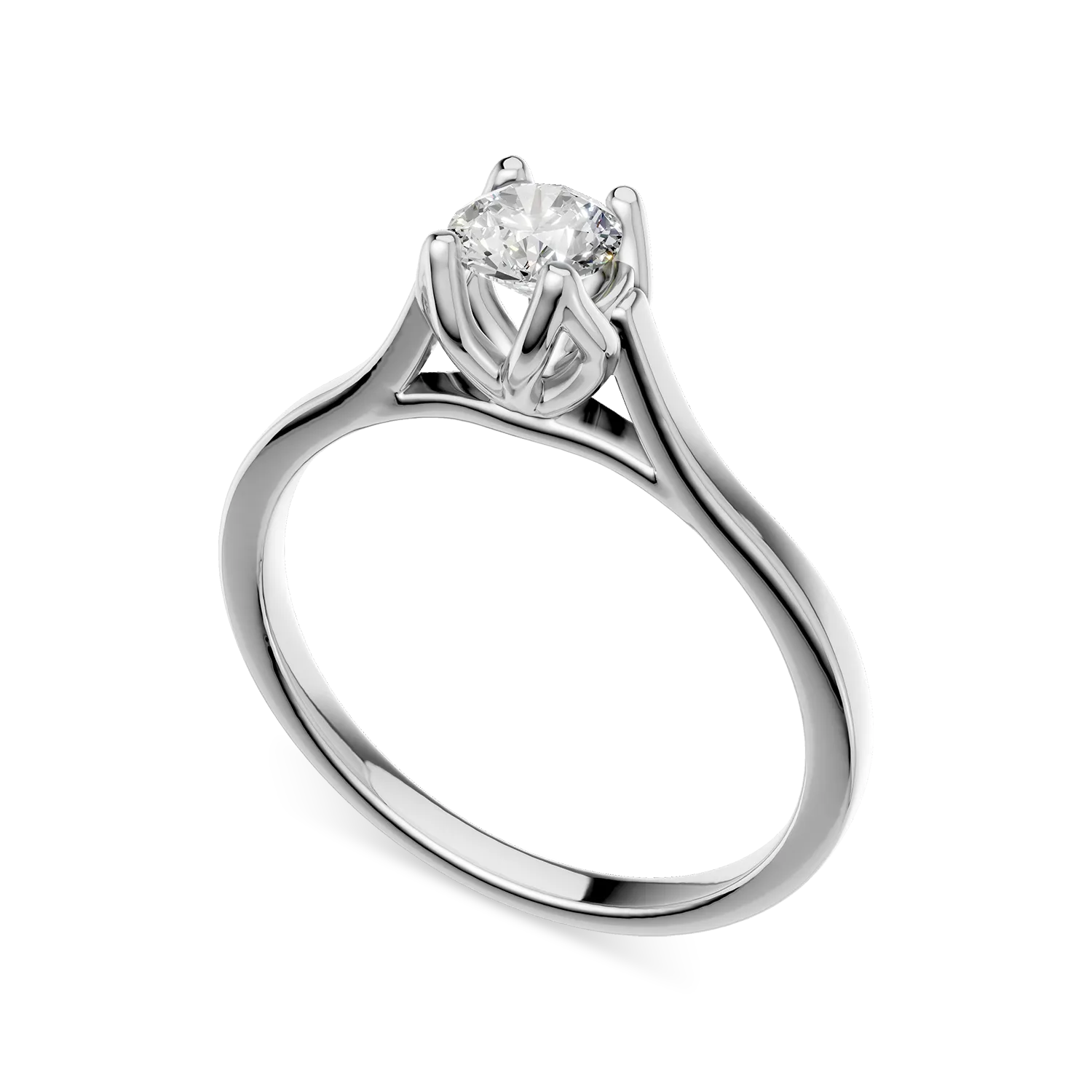 Inel de logodna Lotus din aur alb cu diamant solitaire de 0.3ct creat in laborator - 1 | YEO