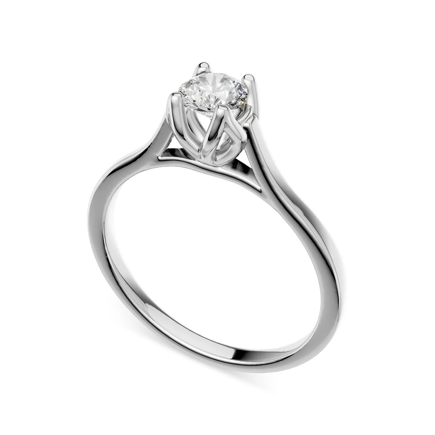 Inel de logodna Lotus din aur alb cu diamant solitaire de 0.3ct creat in laborator