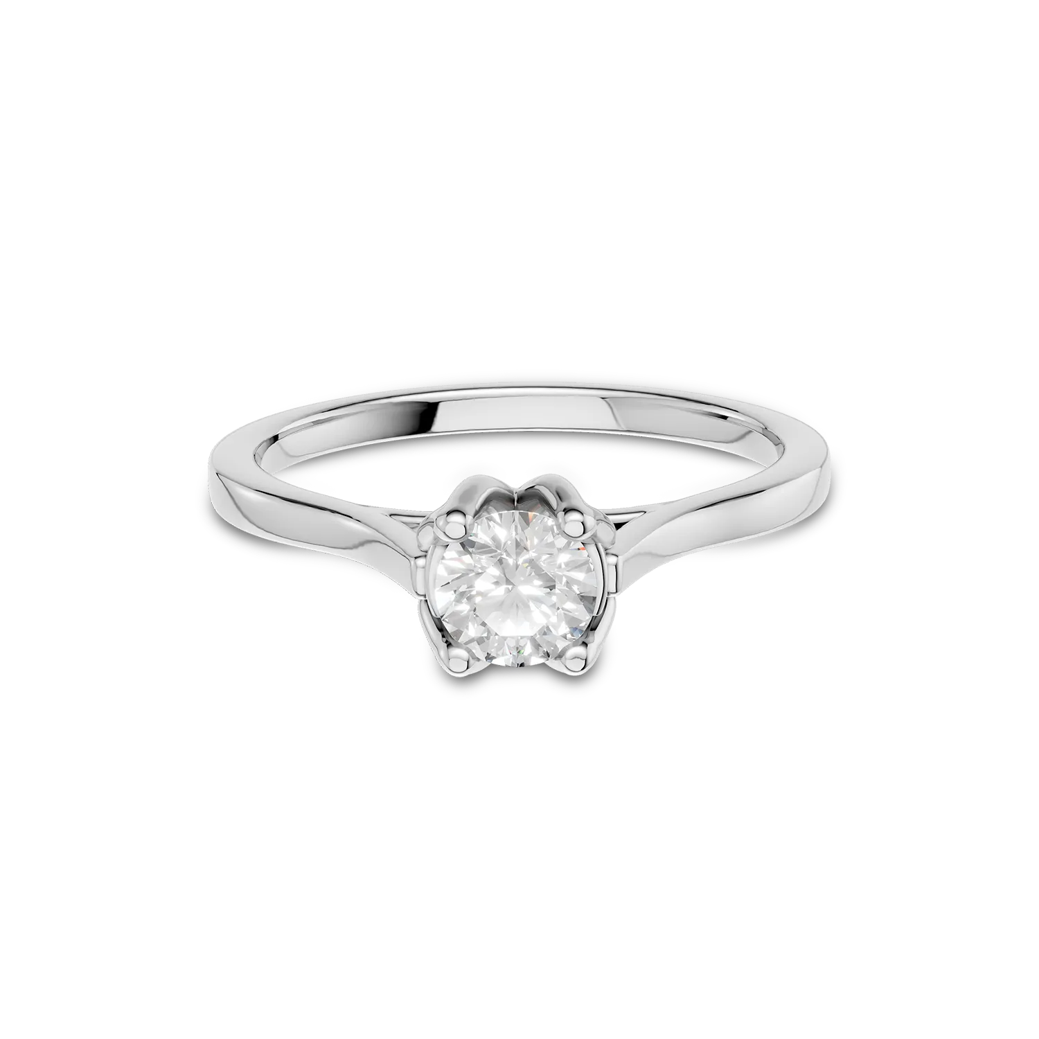 Inel de logodna Lotus din aur alb cu diamant solitaire de 0.3ct creat in laborator - 2 | YEO